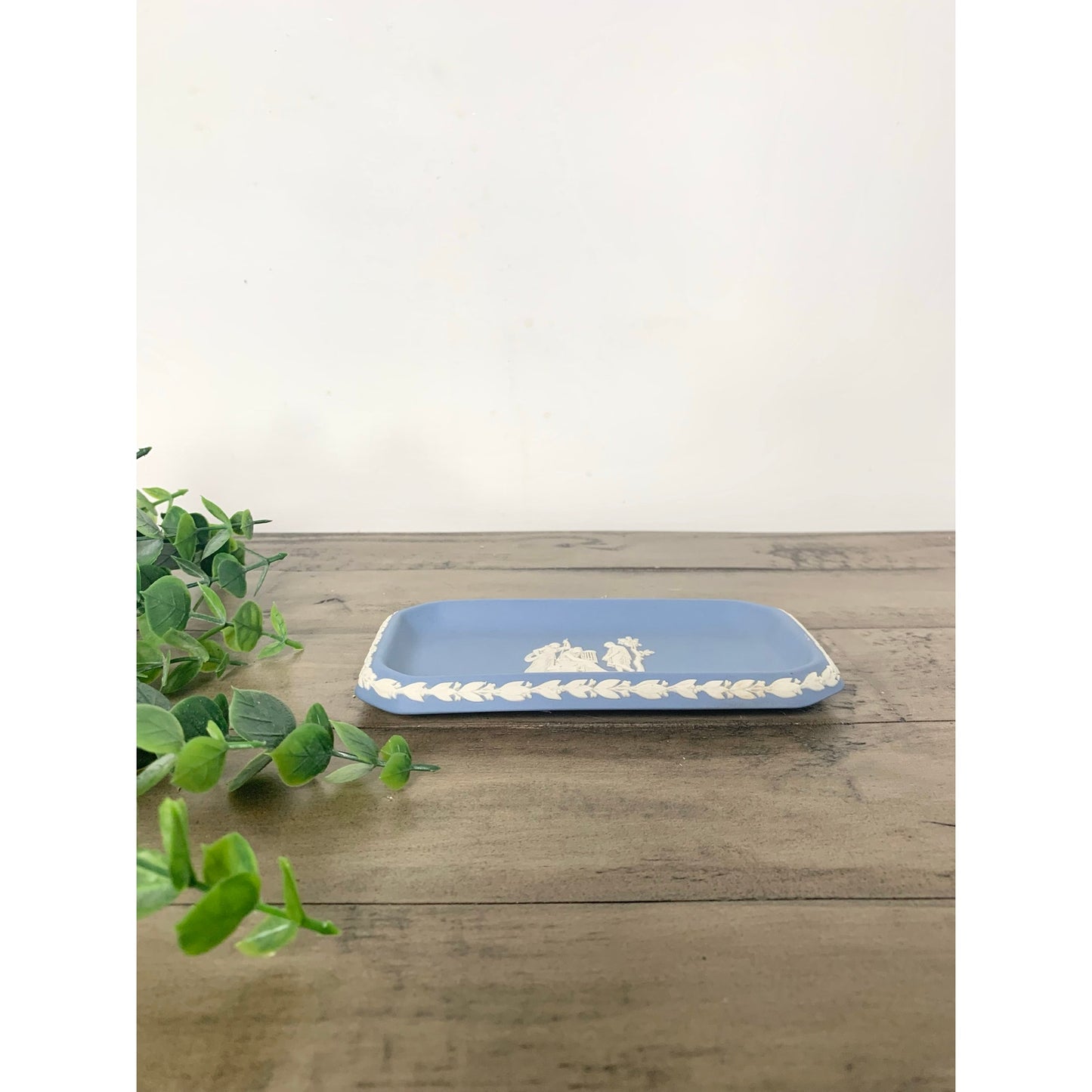 Vintage Wedgwood Blue Jasperware Rectangular Tray Classical Relief Made in England