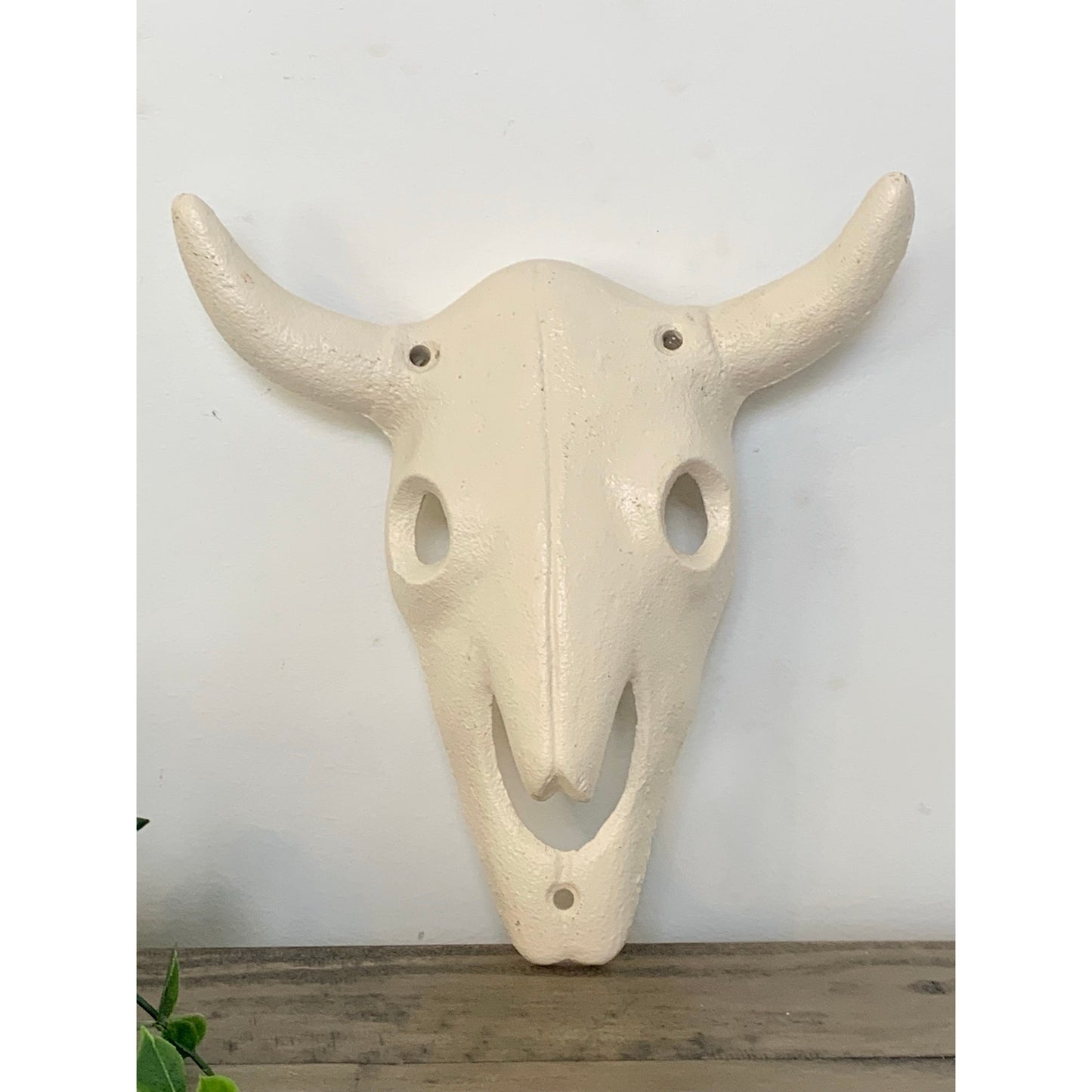 Cast Iron Longhorn Skull Wall Decor Rustic Western Wall Hanging White Bull 3D