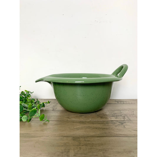 Vintage Green Pottery Speckled Ceramic Mixing Bowl Ceramic Cottagecore Farmhouse