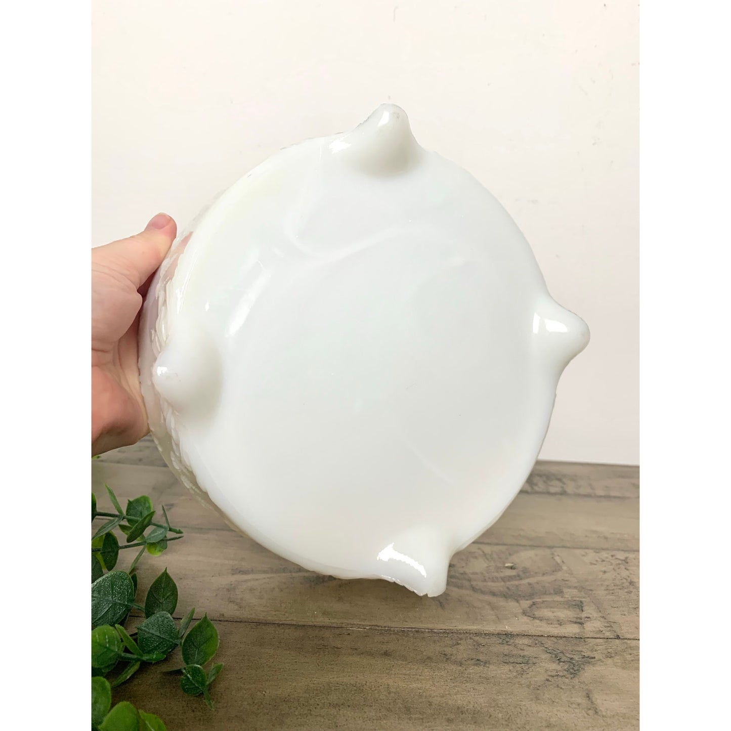 Vintage Milk Glass Footed Bowl Embossed White Centerpiece Dish Cottage Shabby