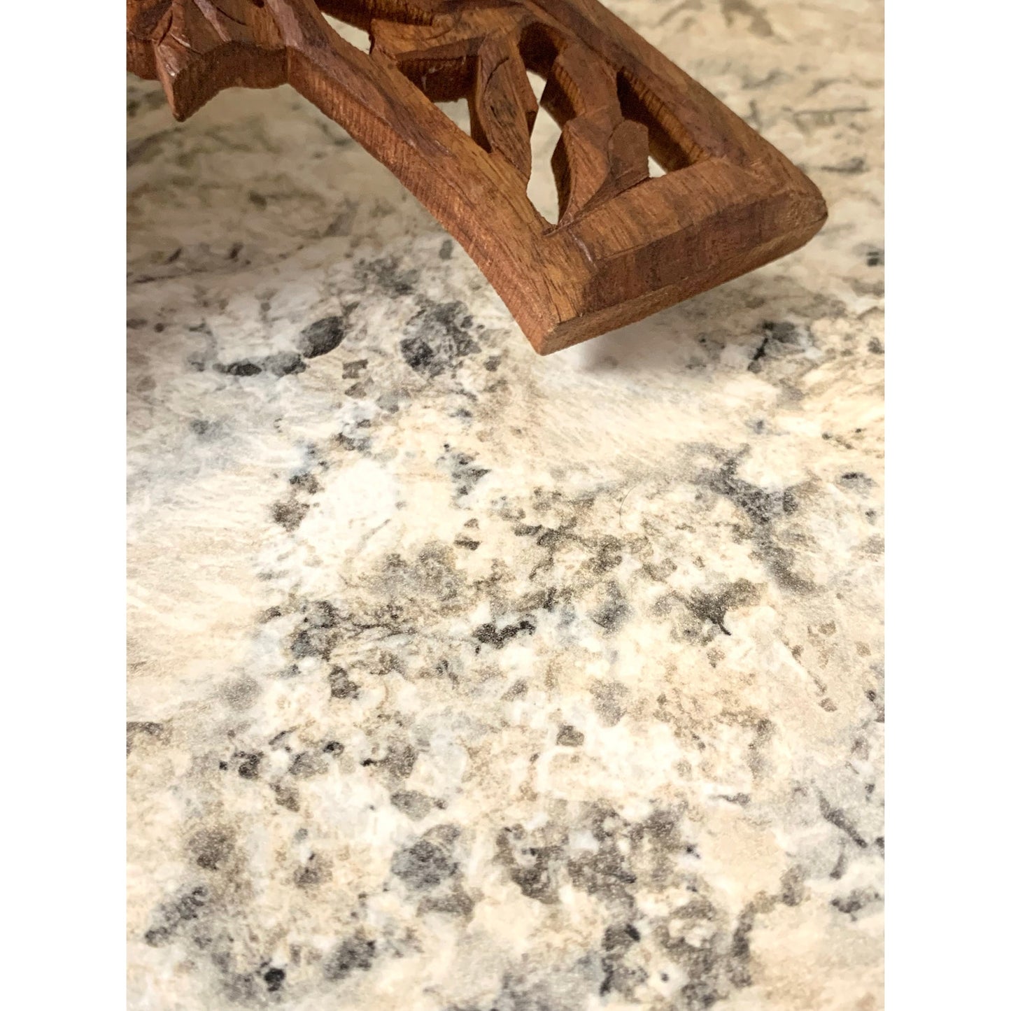 Vintage Hand Carved Wooden Book Stand Folding Ornate Cookbook Holder Mid Century