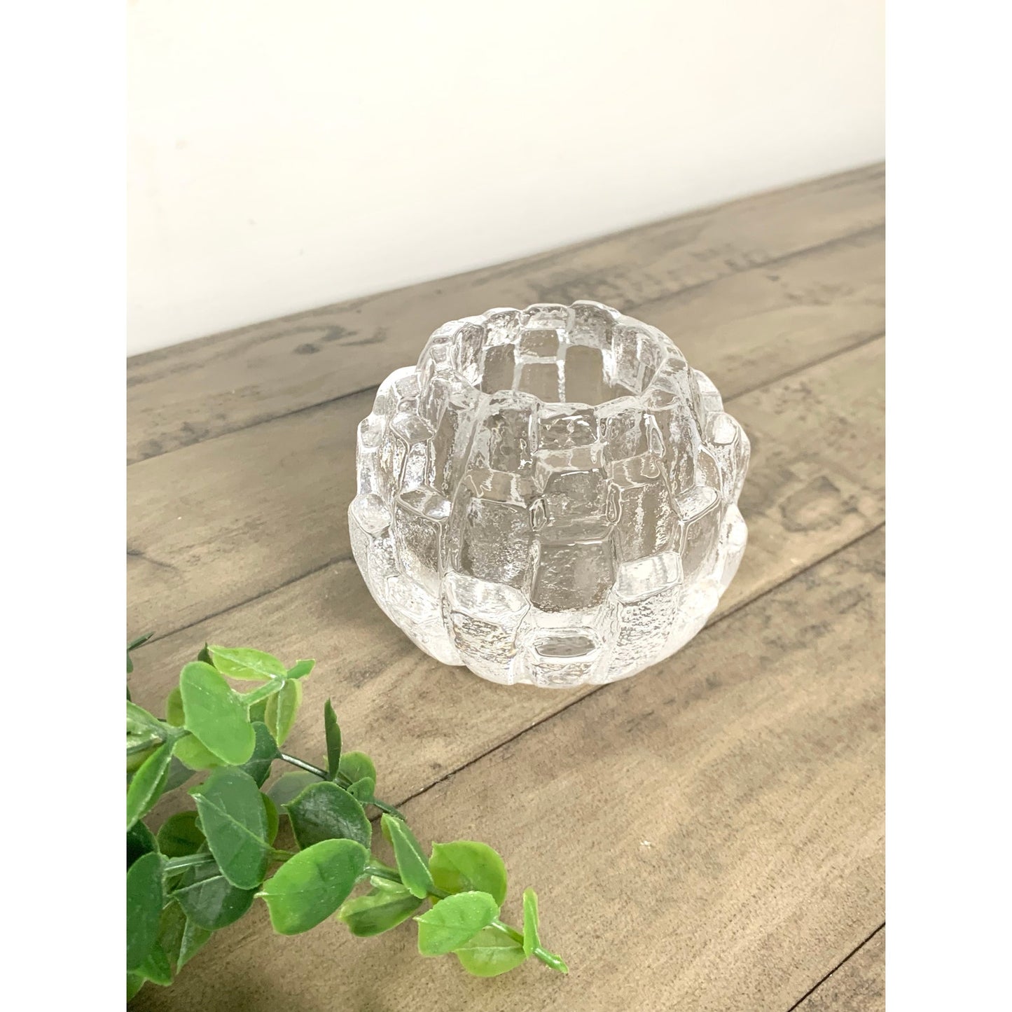 Vintage Kosta Boda Igloo Clear Crystal Glass Candle Votive – Swedish Art Glass 1970s