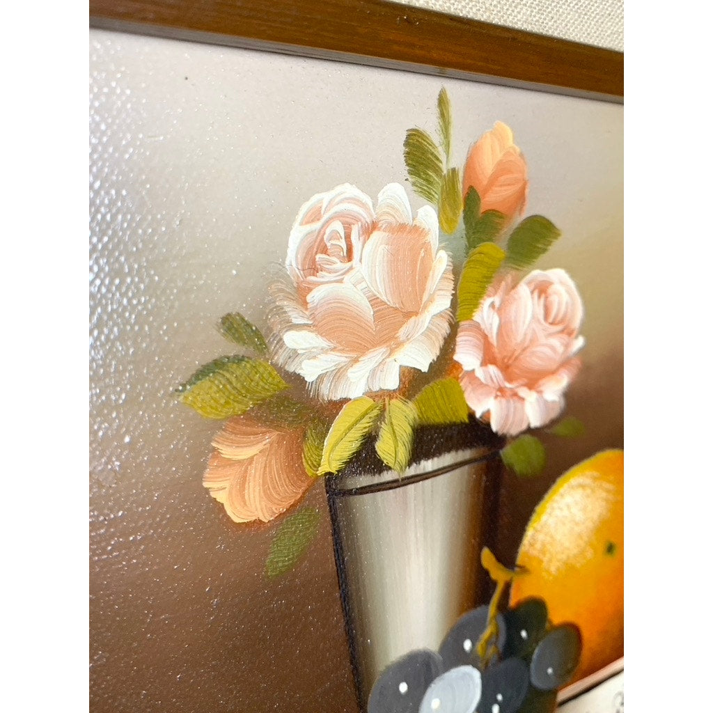Vintage Still Life Oil Painting Signed C. Desmond, Framed Fruit & Floral Art