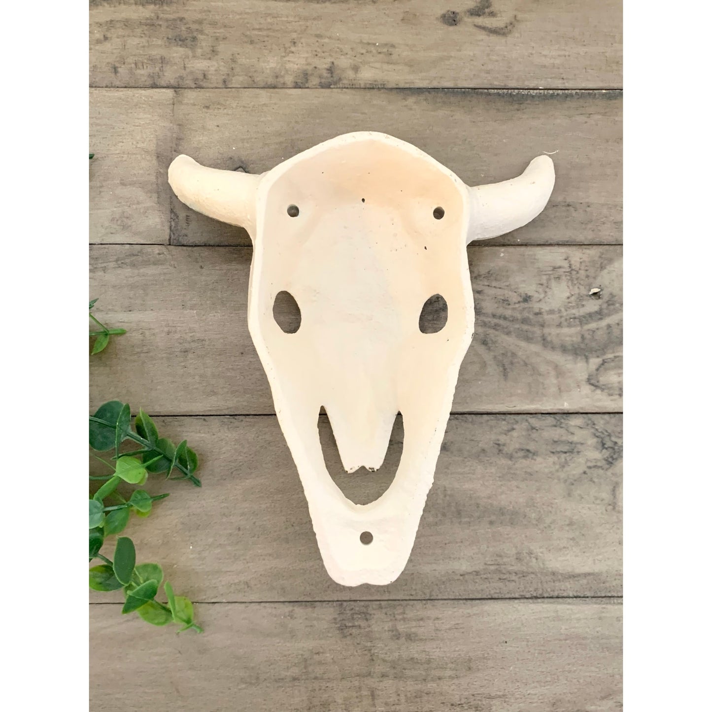 Cast Iron Longhorn Skull Wall Decor Rustic Western Wall Hanging White Bull 3D