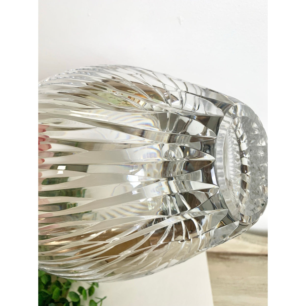 Vintage Josair Yugoslavia Lead Crystal Bowl Large Cut Glass Centerpiece Elegant
