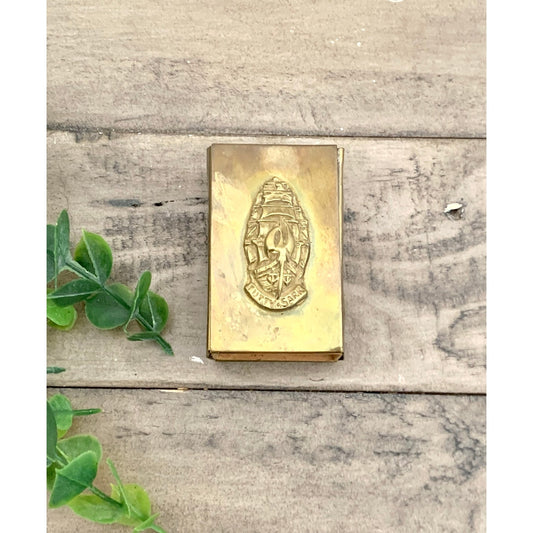 Vintage Brass Match Holder with Cutty Sark Emblem Nautical Maritime Match Cover
