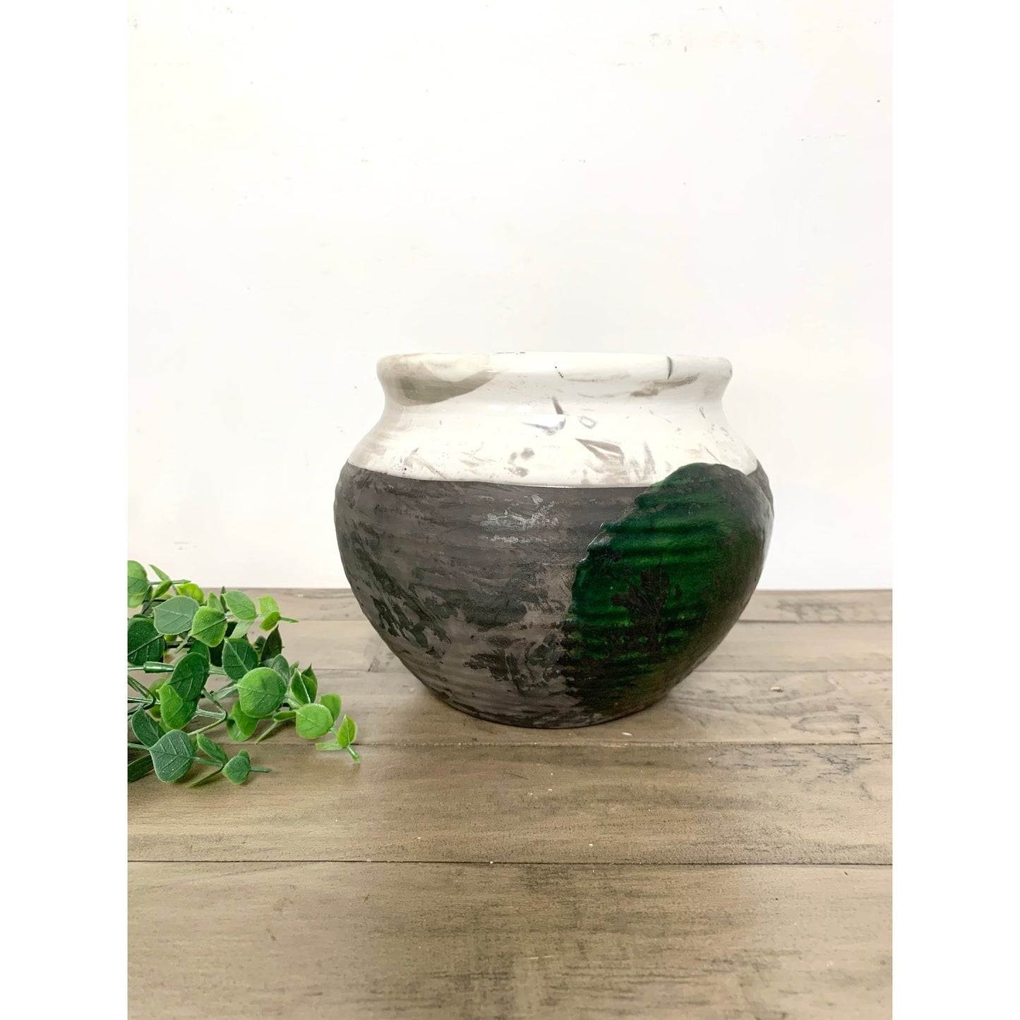Vintage Mid Century Studio Art Pottery Vase Bowl Pot Green Glaze