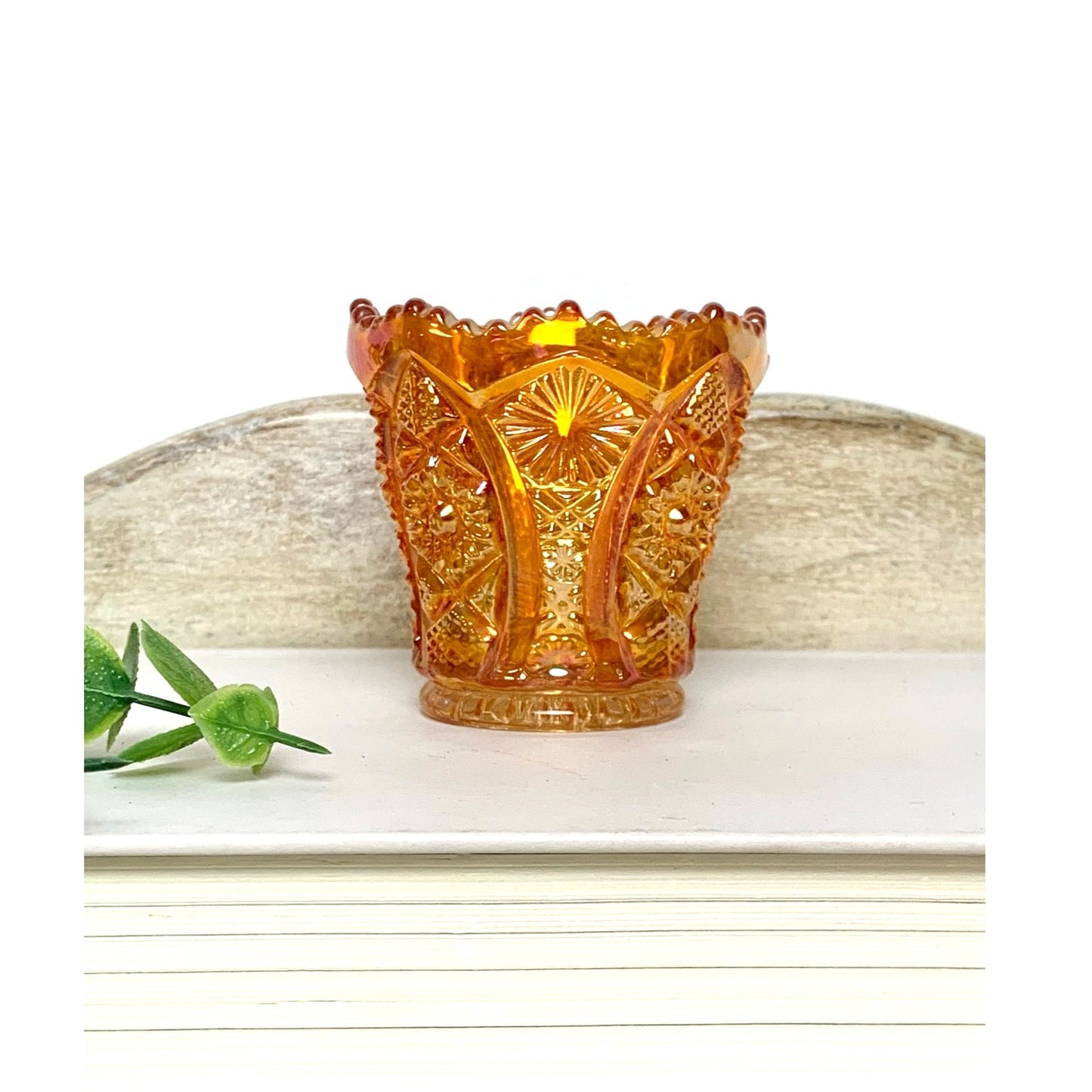 Vintage Imperial Glass Marigold Carnival Glass Toothpick Holder Iridescent Votive