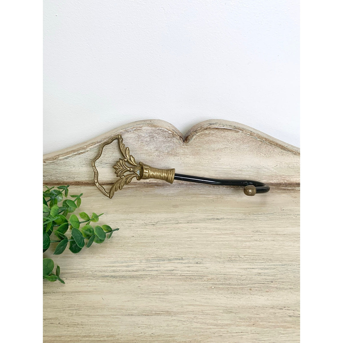 Vintage Brass Curtain Tieback Hook Ornate Black Metal Drapery Holdback Wall Mount