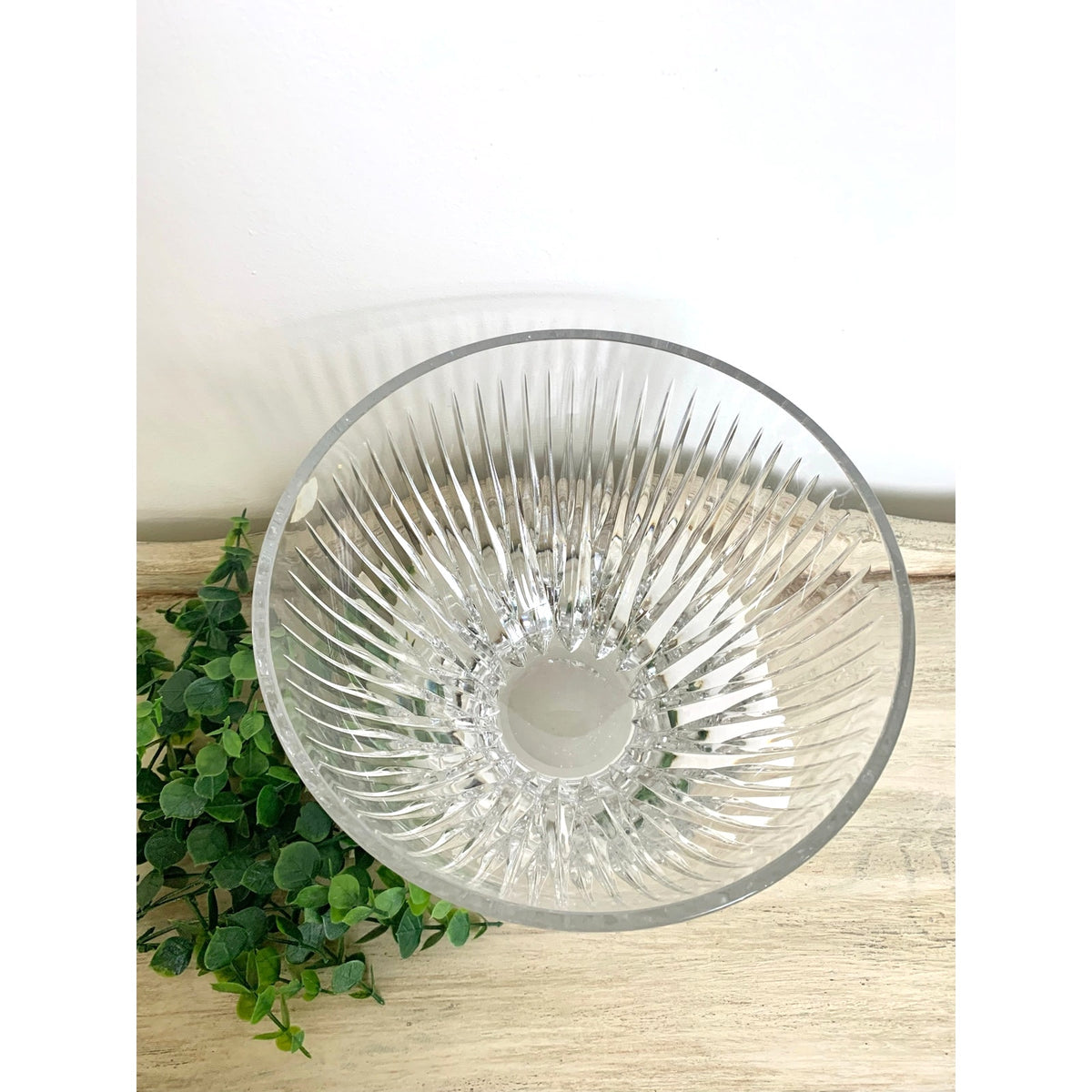 Vintage Josair Yugoslavia Lead Crystal Bowl Large Cut Glass Centerpiece Elegant