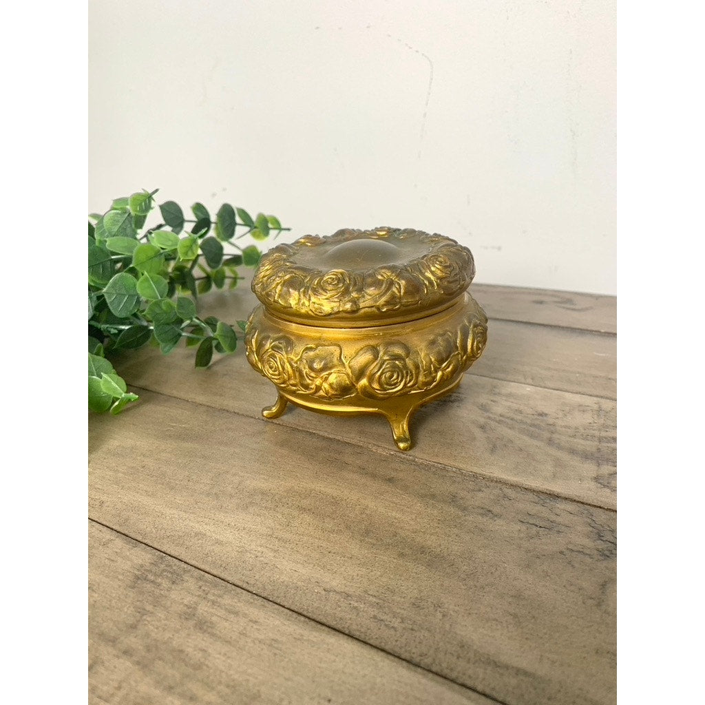 Antique Art Nouveau Jewelry Casket with Rose Design by Jennings Bros