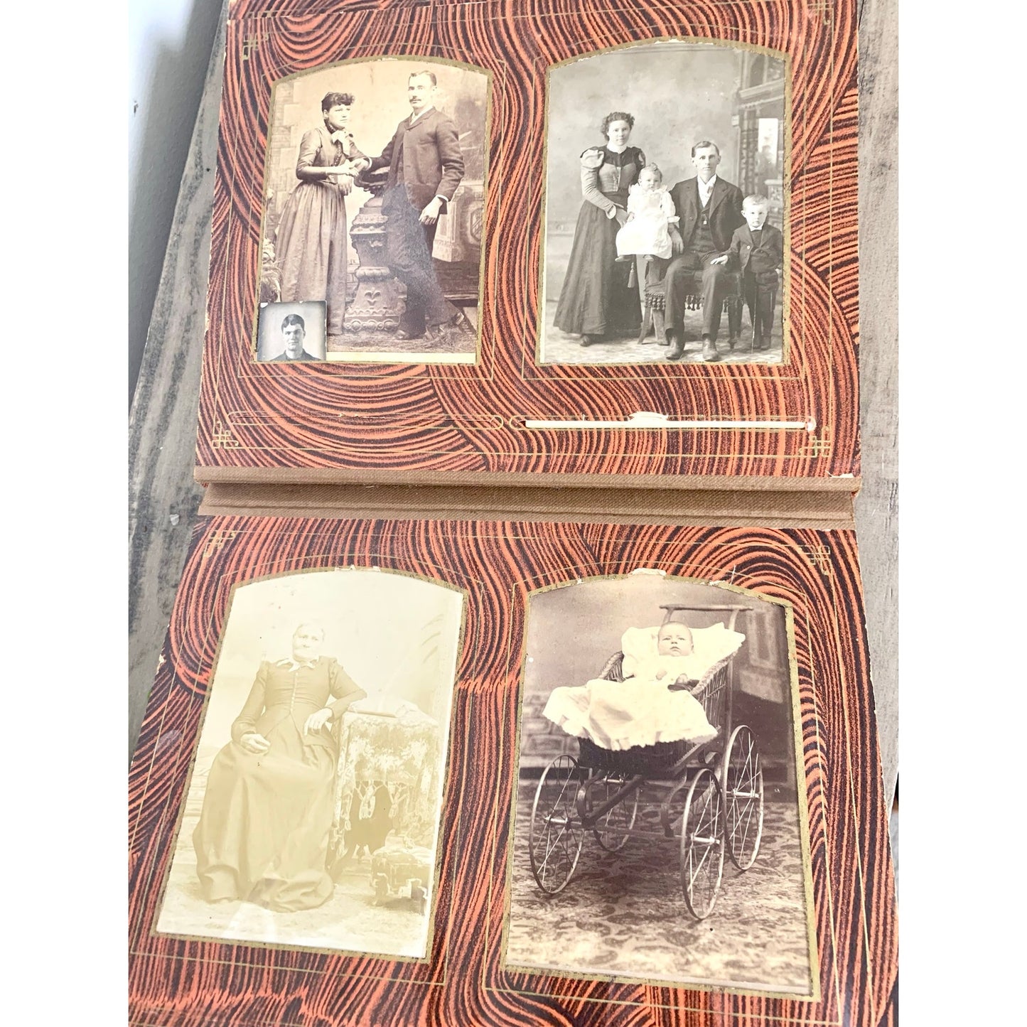 Antique Victorian Photograph Album Cherub Gilt Memorial Keepsake Ephemera Romantic