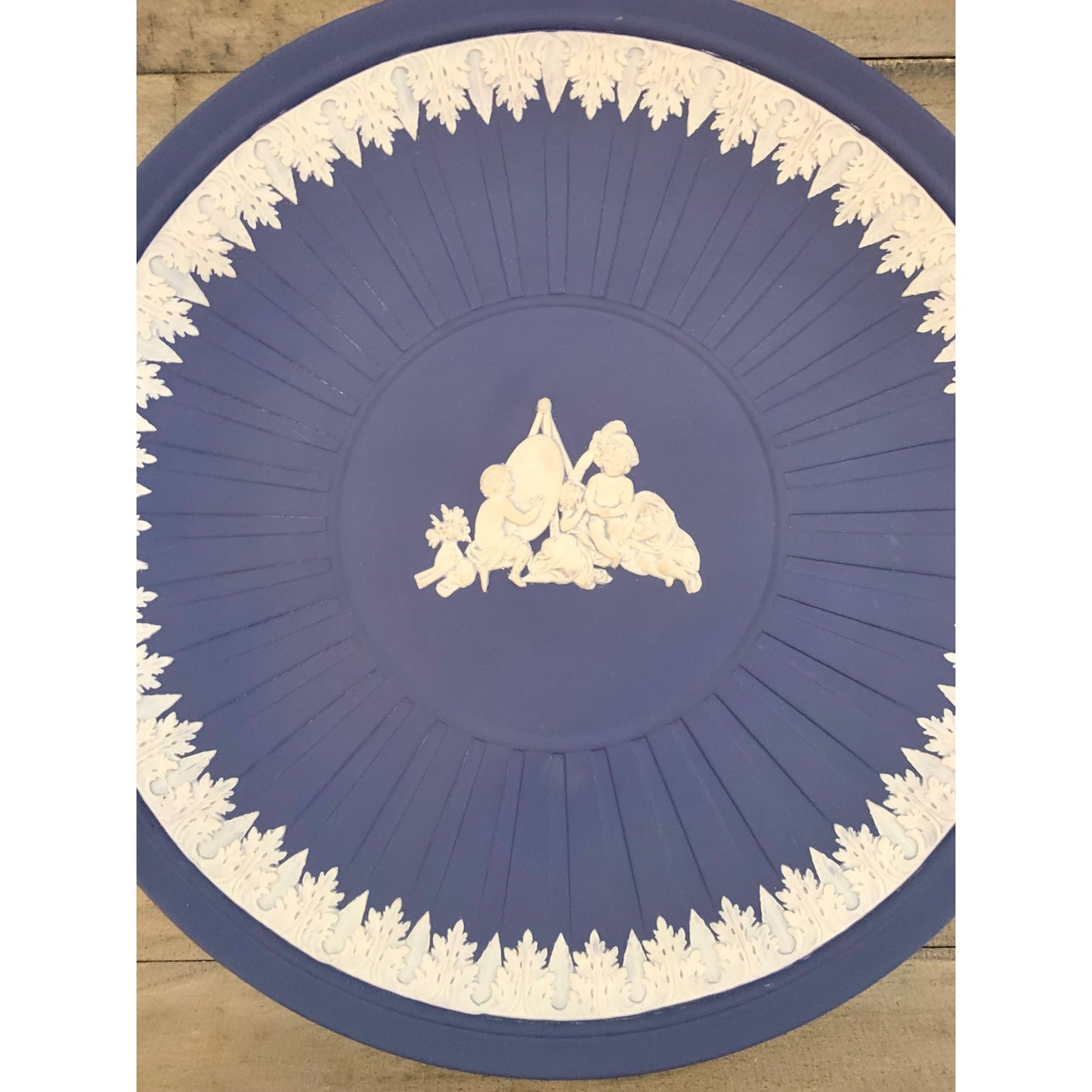 Vintage Wedgwood Dark Blue Jasperware Plate Dish Made in England Cherubs Classic