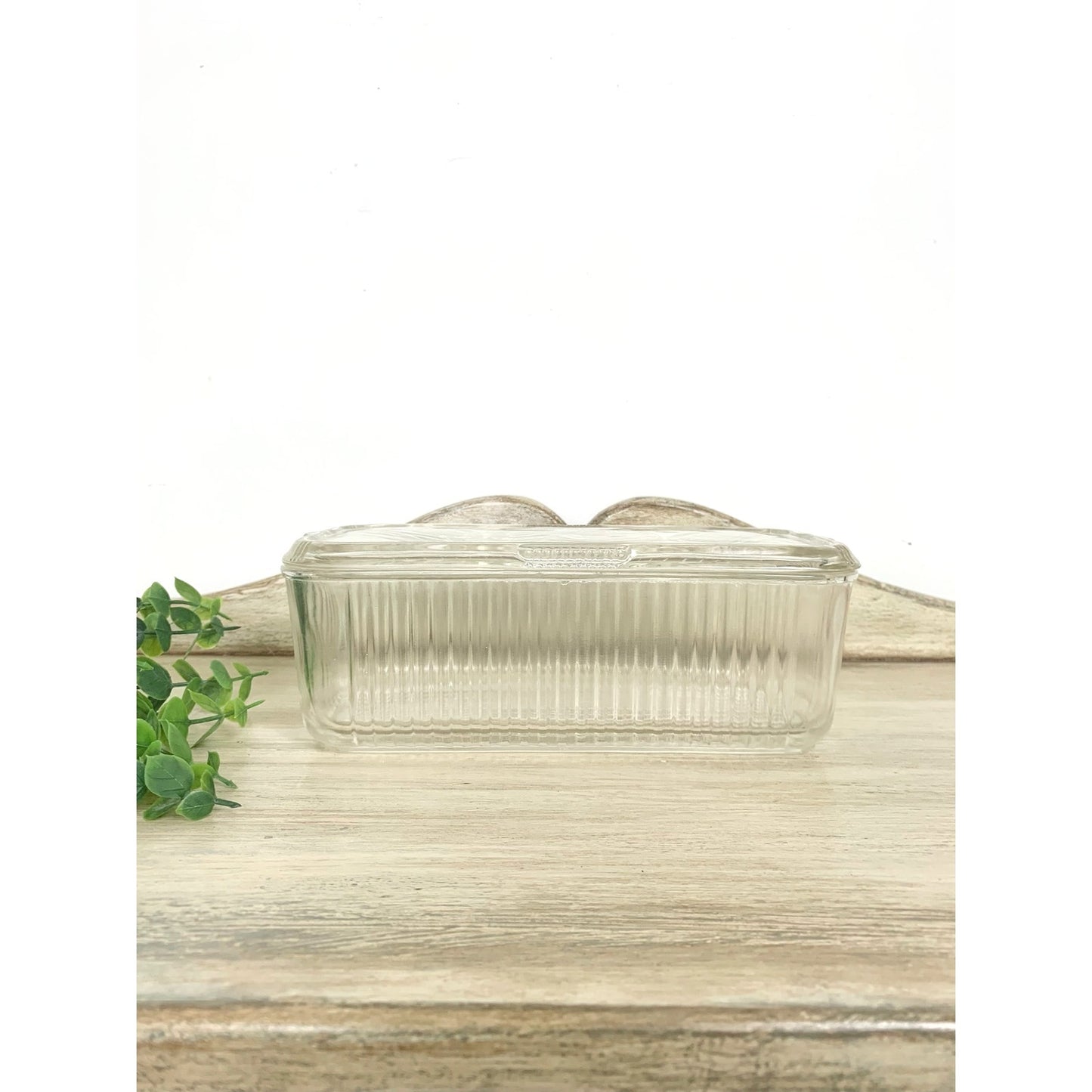 Vintage Federal Glass Refrigerator Dish Lidded Glass Storage Container Retro Vegetable Dish