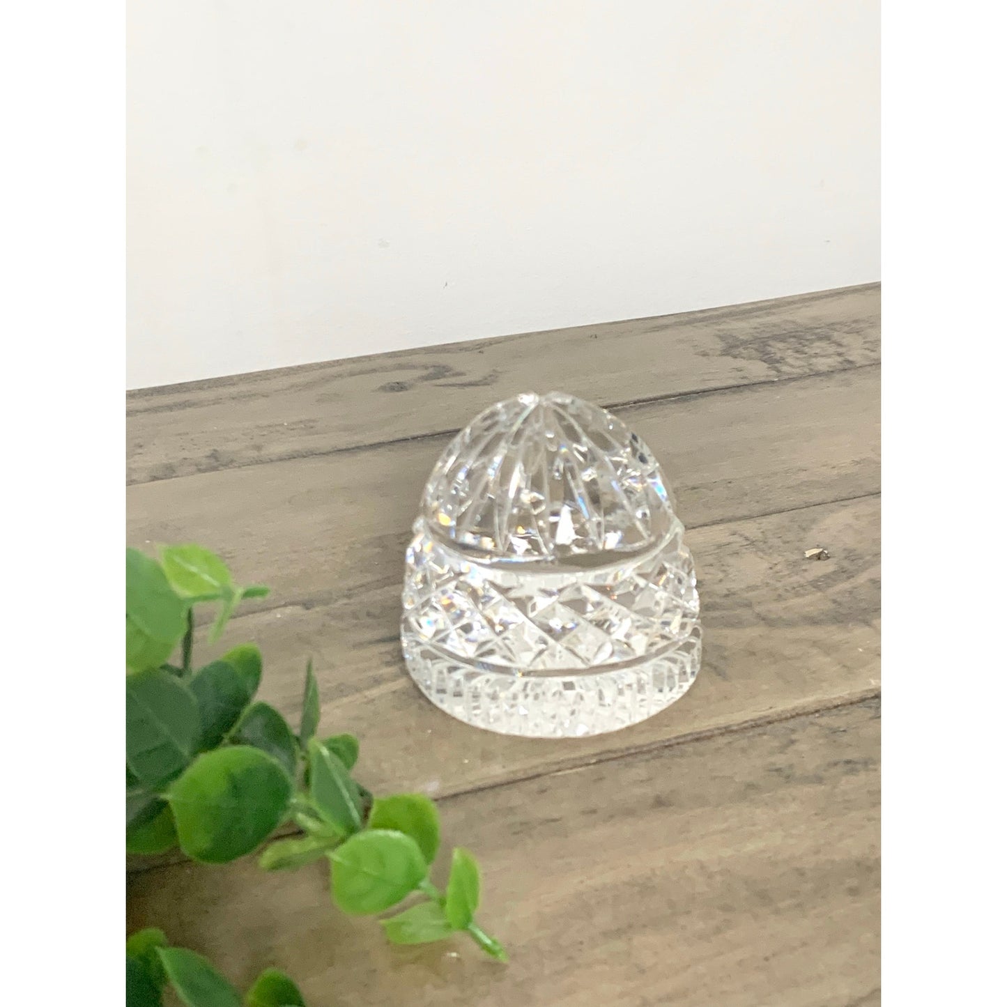 Vintage Cut Crystal Glass Dome Paperweight – Diamond Cut Clear Glass Sparkling Accent