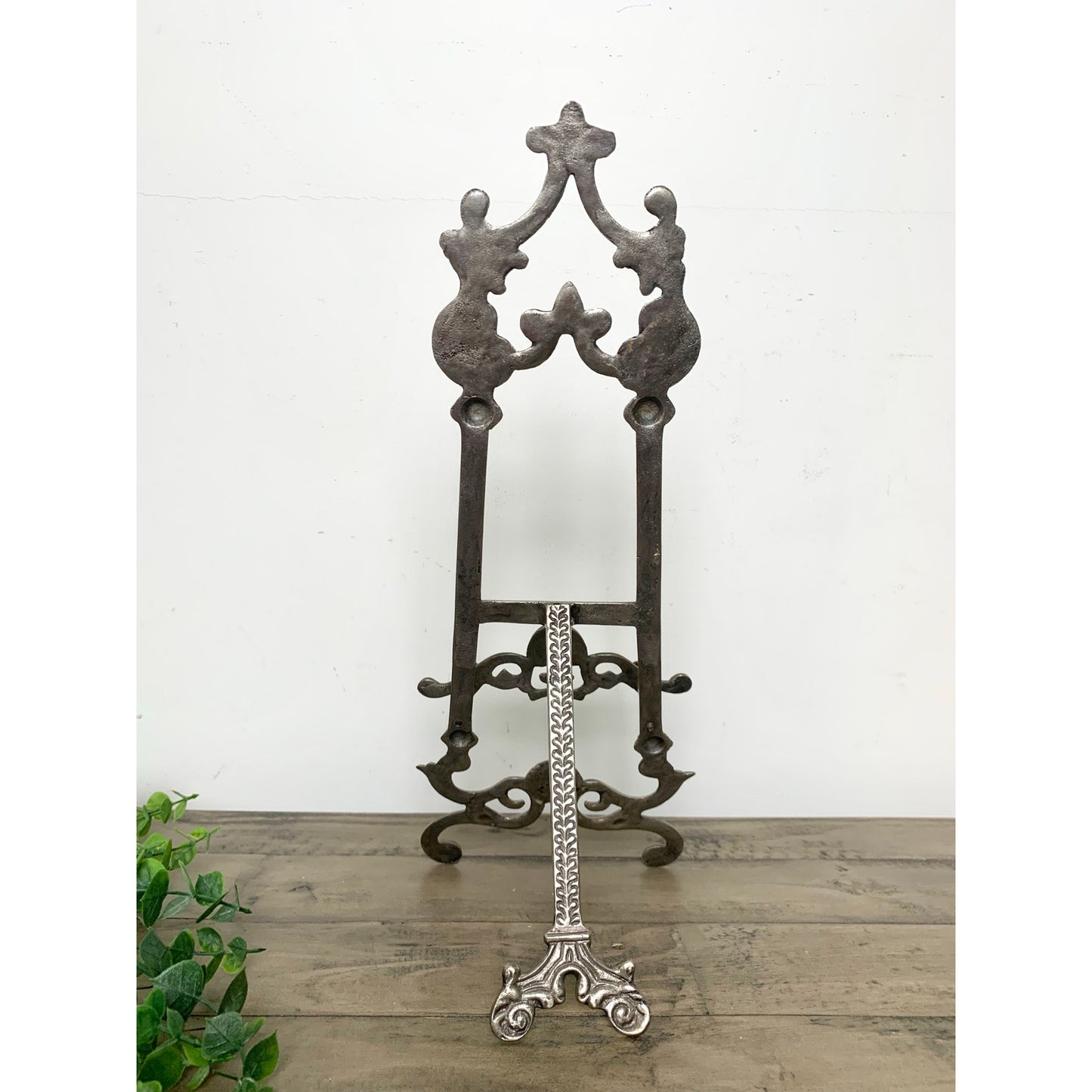 Vintage Ornate Vintage Silver Metal Display Easel Book or Plate Holder Old Money