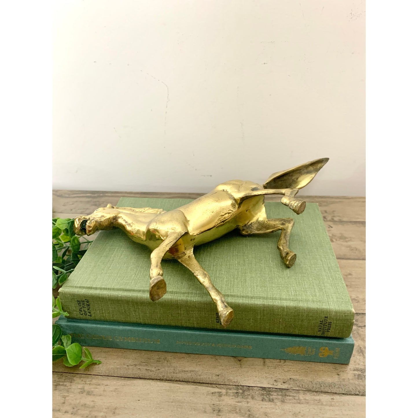 Vintage Solid Brass Horse Figurine Statue Equestrian Stallion Statue Mid Century