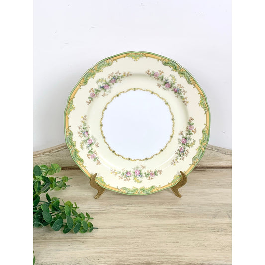 Vintage Noritake Hand Painted Porcelain Dinner Plate Floral China Cottagecore Romantic