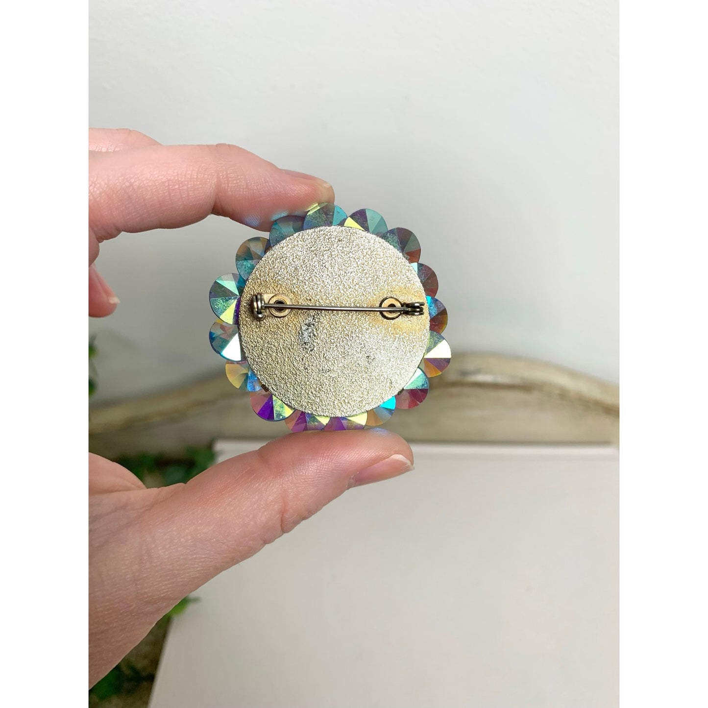 Vintage Aurora Borealis Rhinestone Brooch Blue AB Crystal Statement Pin