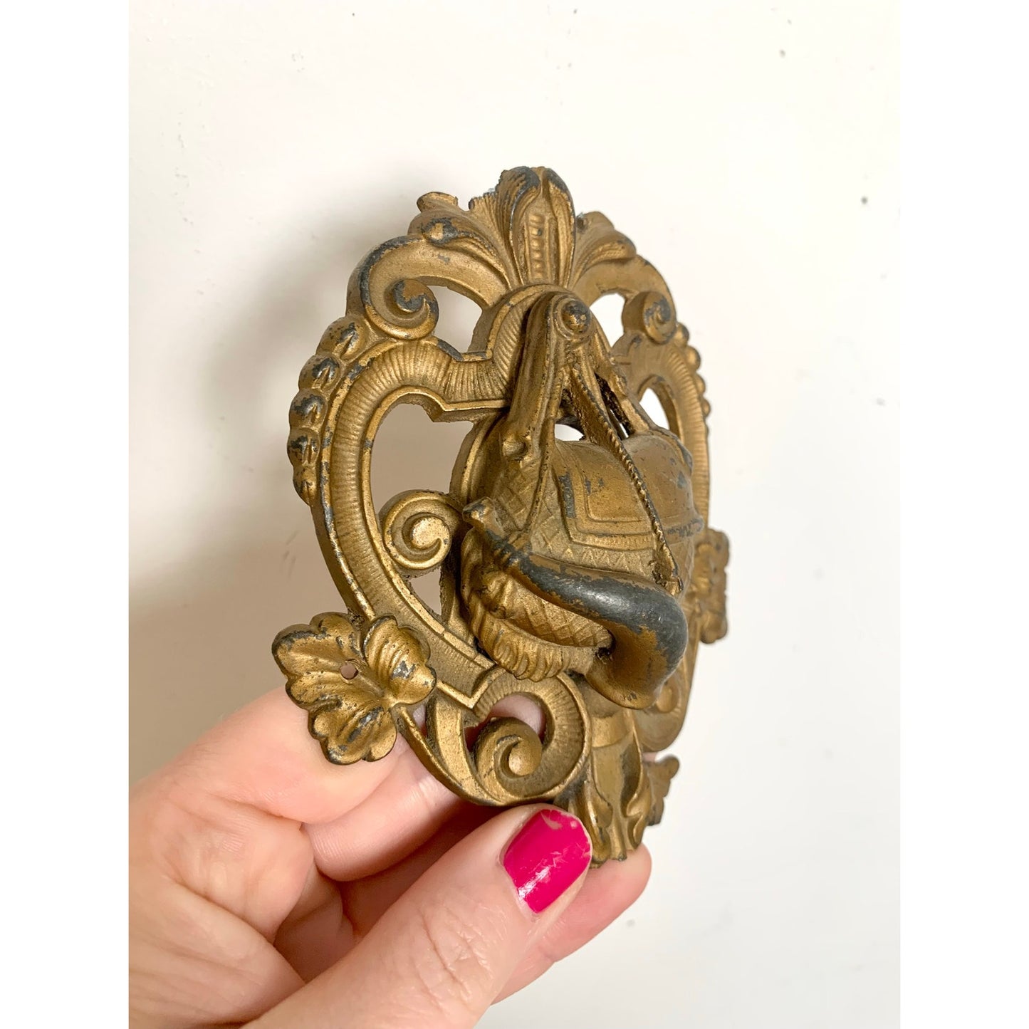 Antique French Revival Furniture Mounts Ornate Architectural Crest Pair Wall Decals