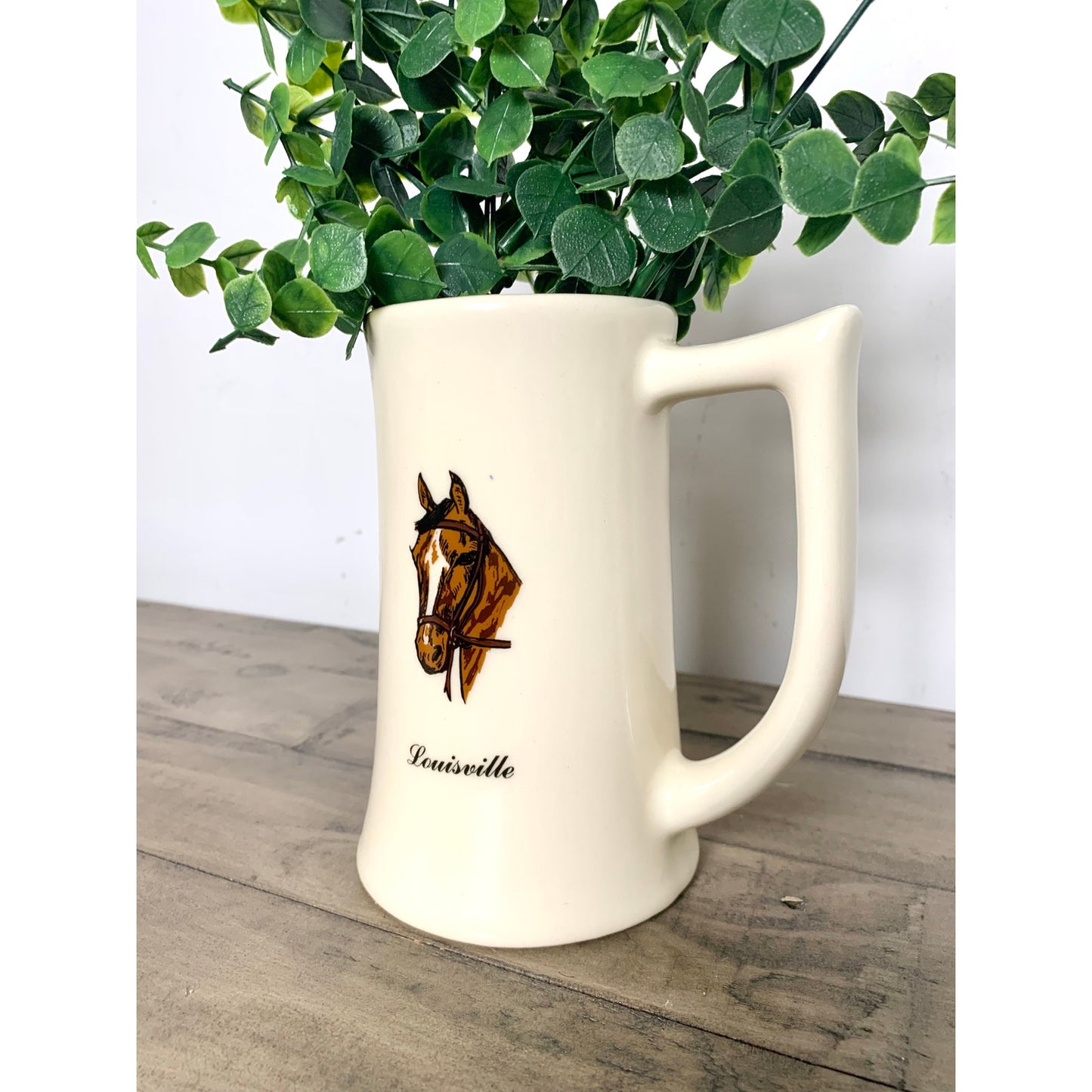 Vintage Louisville Horse Mug Stein Vase Equestrian Souvenir Ceramic USA Derby