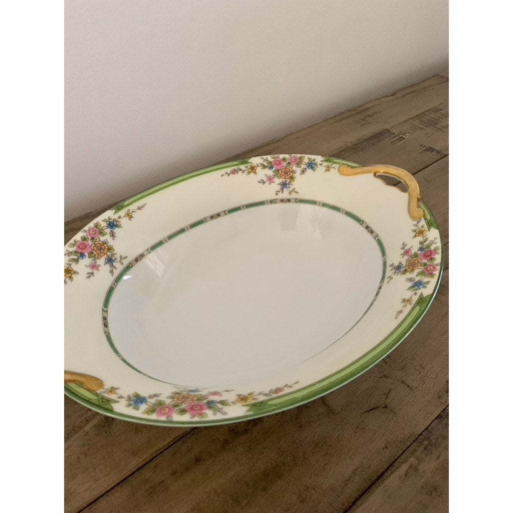Vintage Noritake Pendarvis Serving Dish with Gold Gilt Handles Fruit Bowl Floral