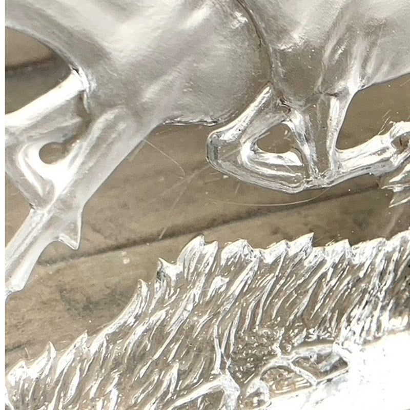 Vintage Clear Glass Horse Paperweight – Etched Wild Horses Sculpture