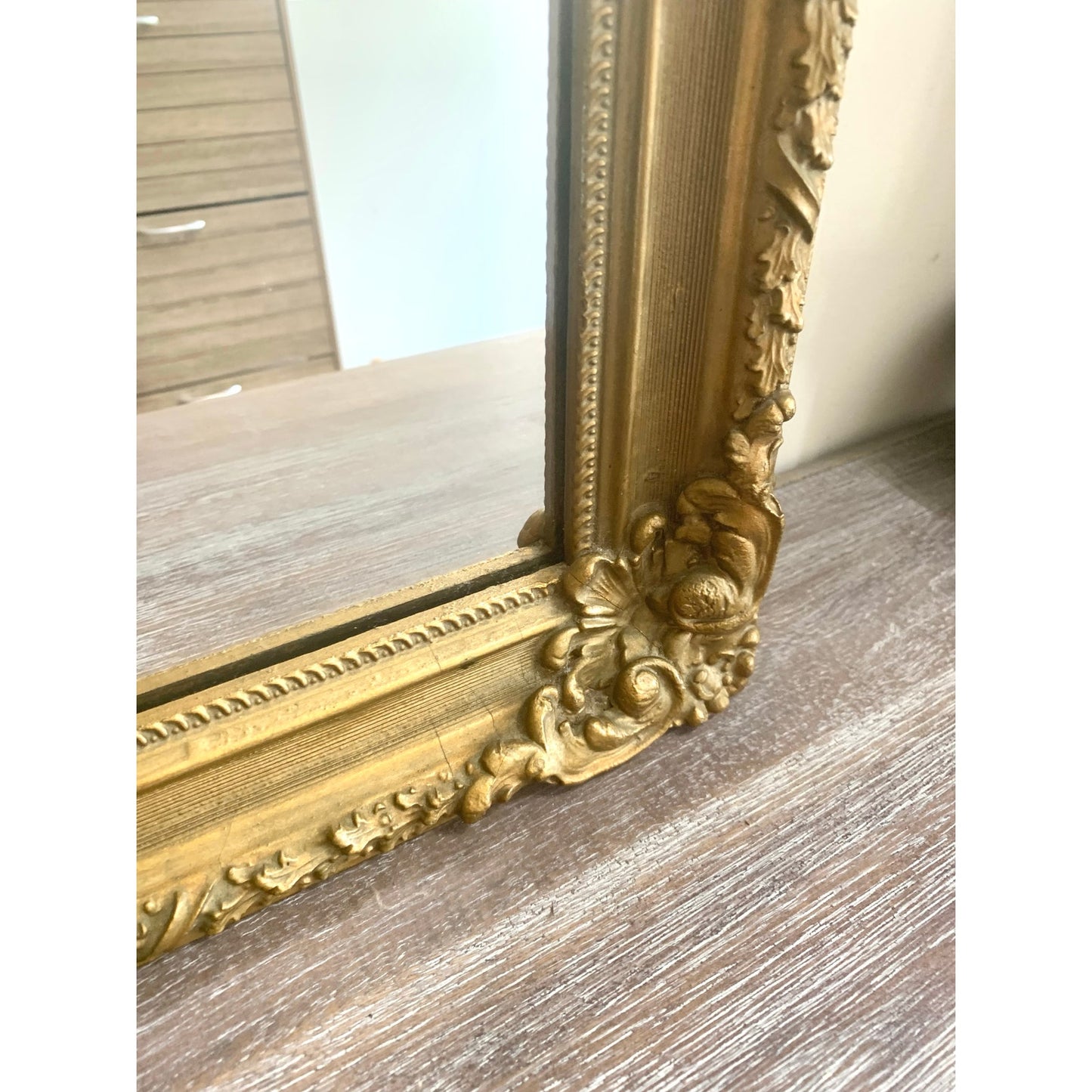 Vintage Ornate Gold Wall Mirror – Rococo Style Rectangular Frame Romantic