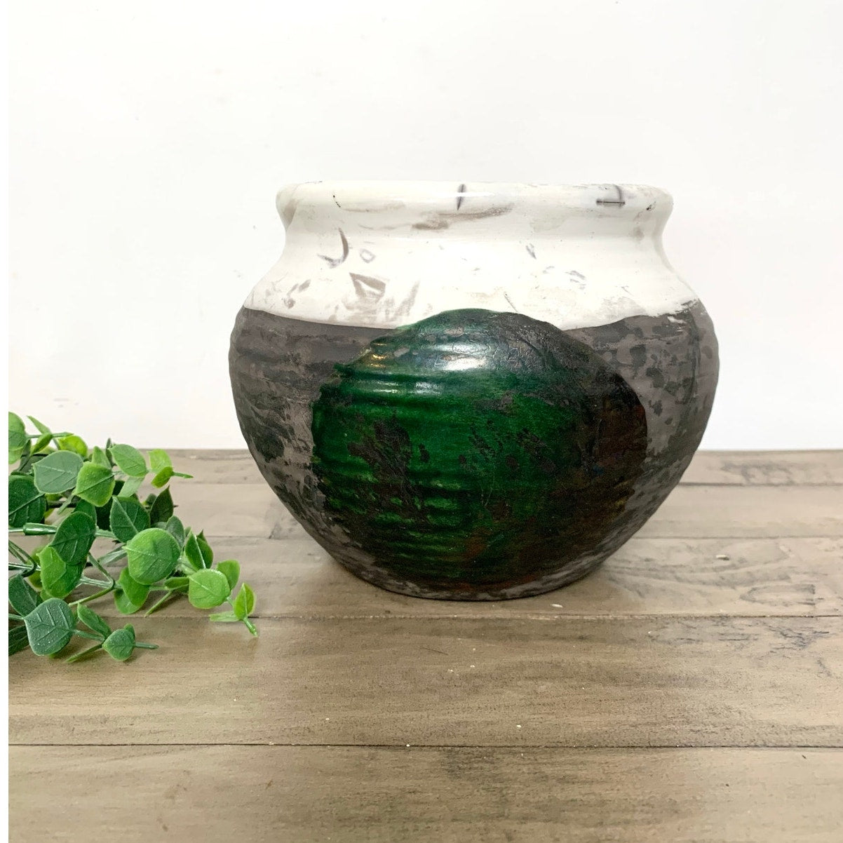 Vintage Mid Century Studio Art Pottery Vase Bowl Pot Green Glaze