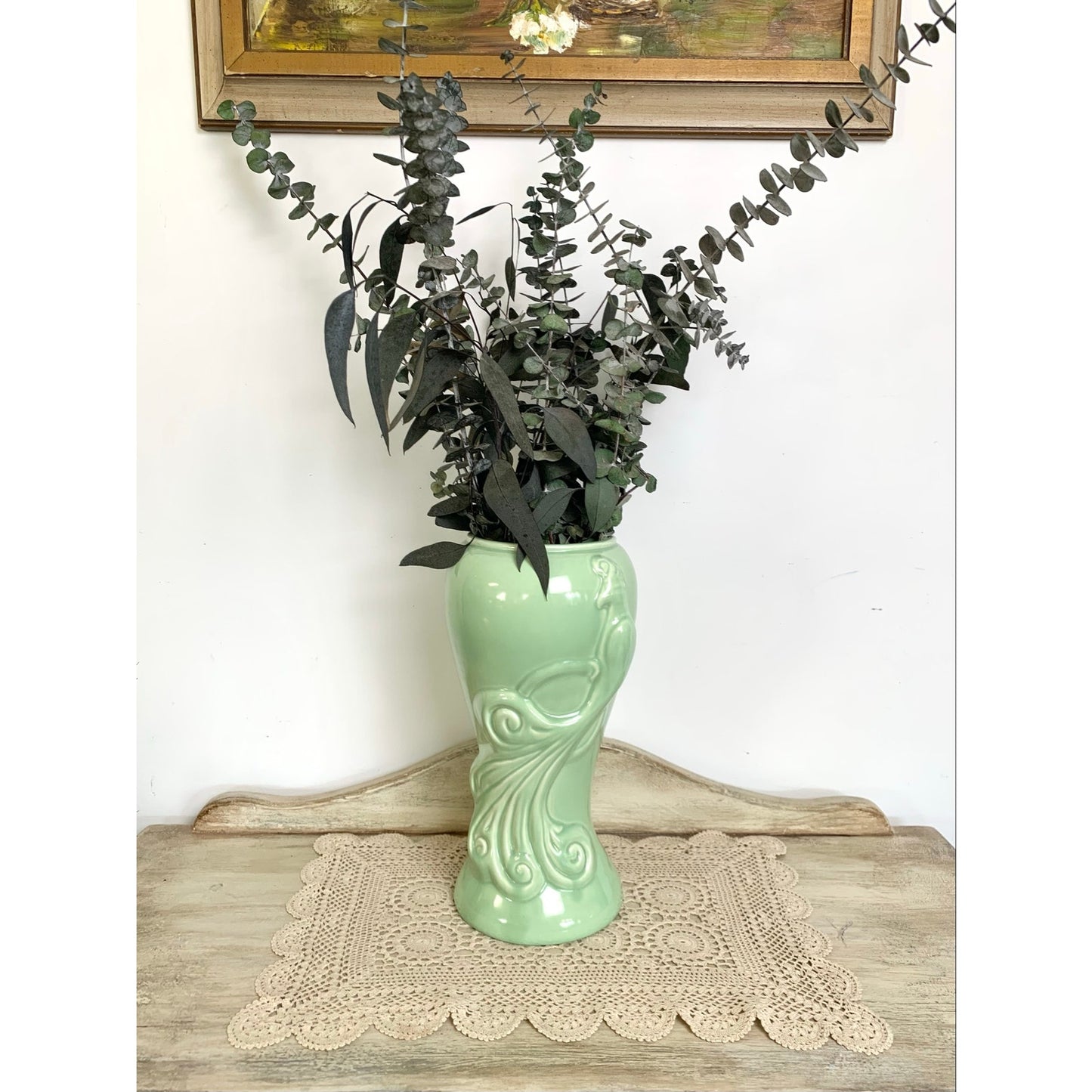 Vintage West Coast Pottery Green Bird Vase Art Deco Style Ceramic 12 Inch