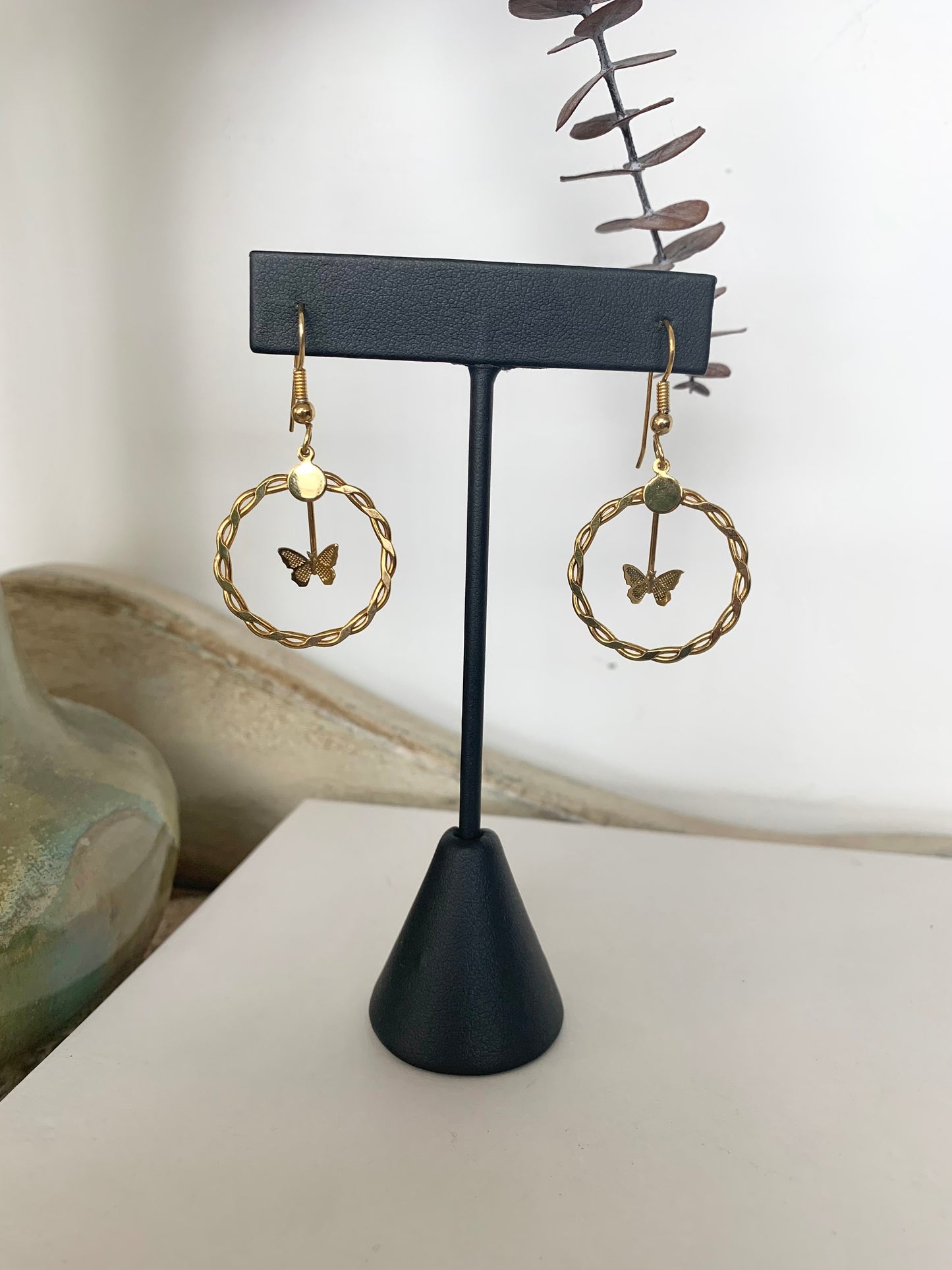 Goldtone Butterfly Dangle Earrings