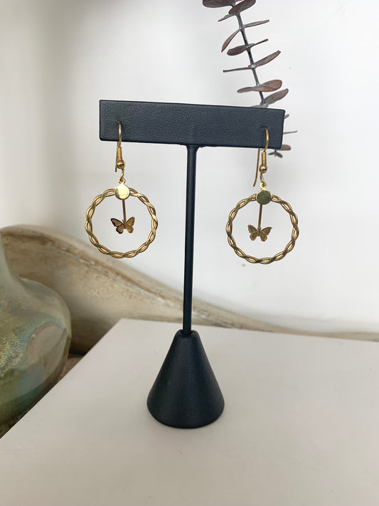 Goldtone Butterfly Dangle Earrings