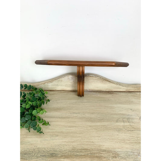 Vintage Solid Wood Wall Shelf Rustic Farmhouse Display Mid Century Cottagecore Ledge