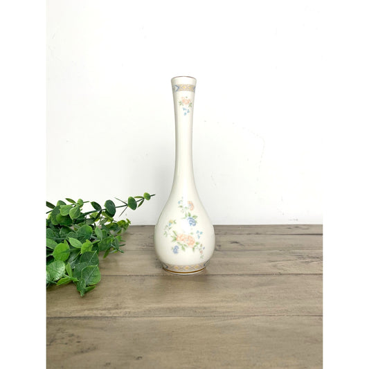 Vintage Gorham Cherrywood Porcelain Bud Vase Floral Pastel Cottagecore Feminine