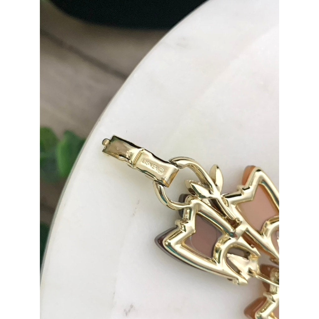 Vintage 1960s Lisner Thermoset Bracelet Oak Leaf & Berry Signed 7.25” Retro MCM