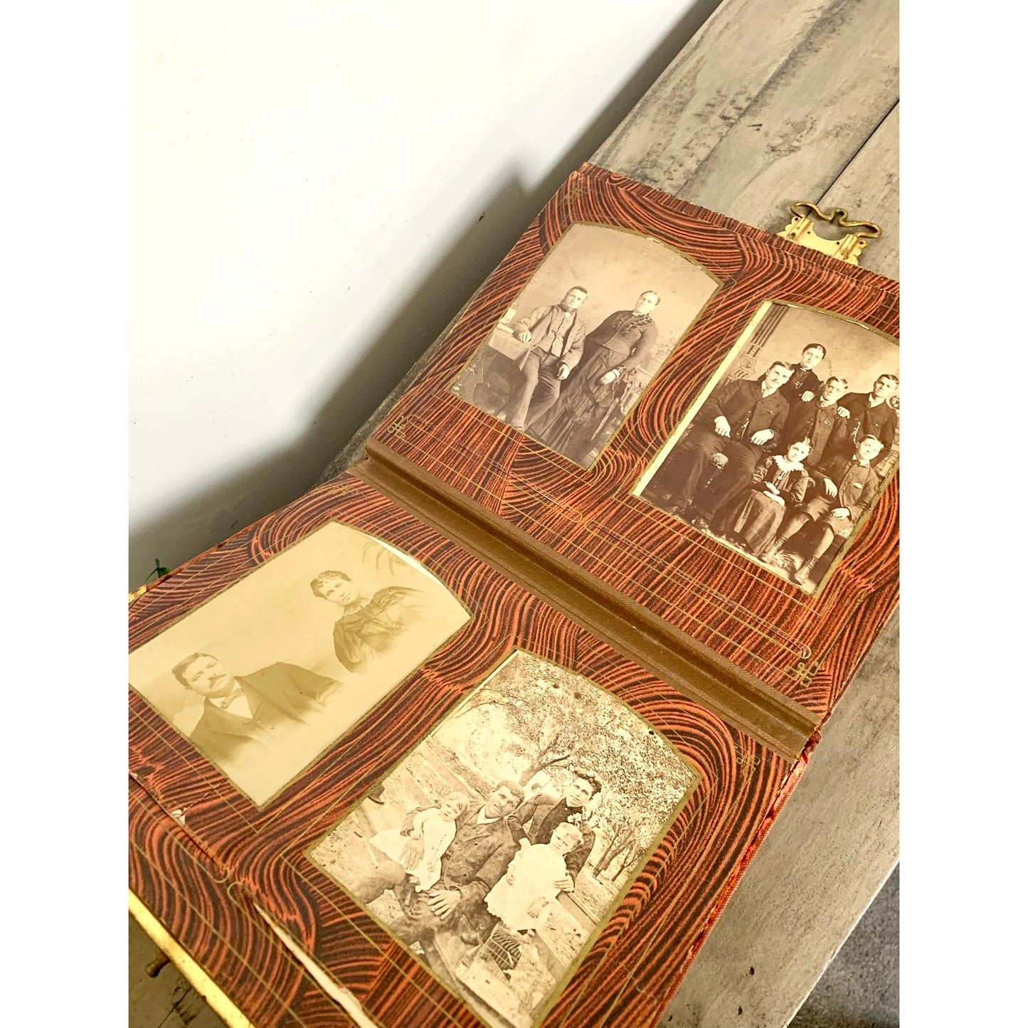 Antique Victorian Photograph Album Cherub Gilt Memorial Keepsake Ephemera Romantic