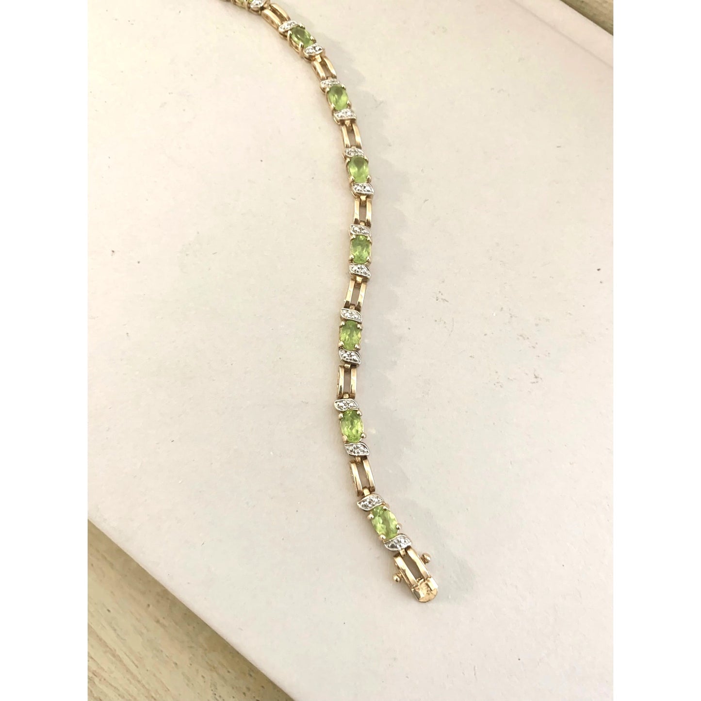 Vintage Ross Simons Peridot Tennis Bracelet Sterling Silver Gold Vermeil Elegant