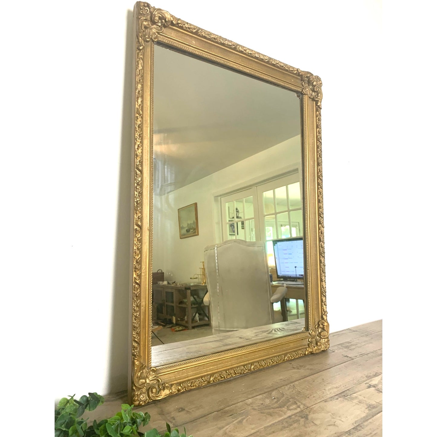 Vintage Ornate Gold Wall Mirror – Rococo Style Rectangular Frame Romantic