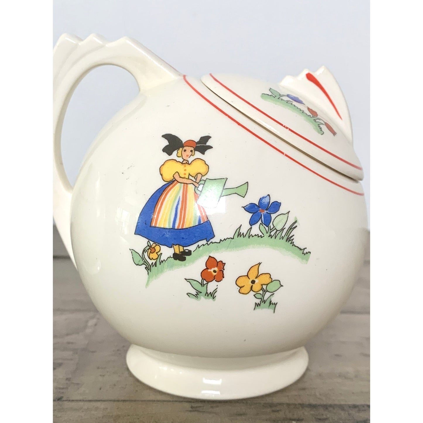 Vintage Crooksville China Co 3pc Creamer & Sugar Set Hand Painted Dutch Children