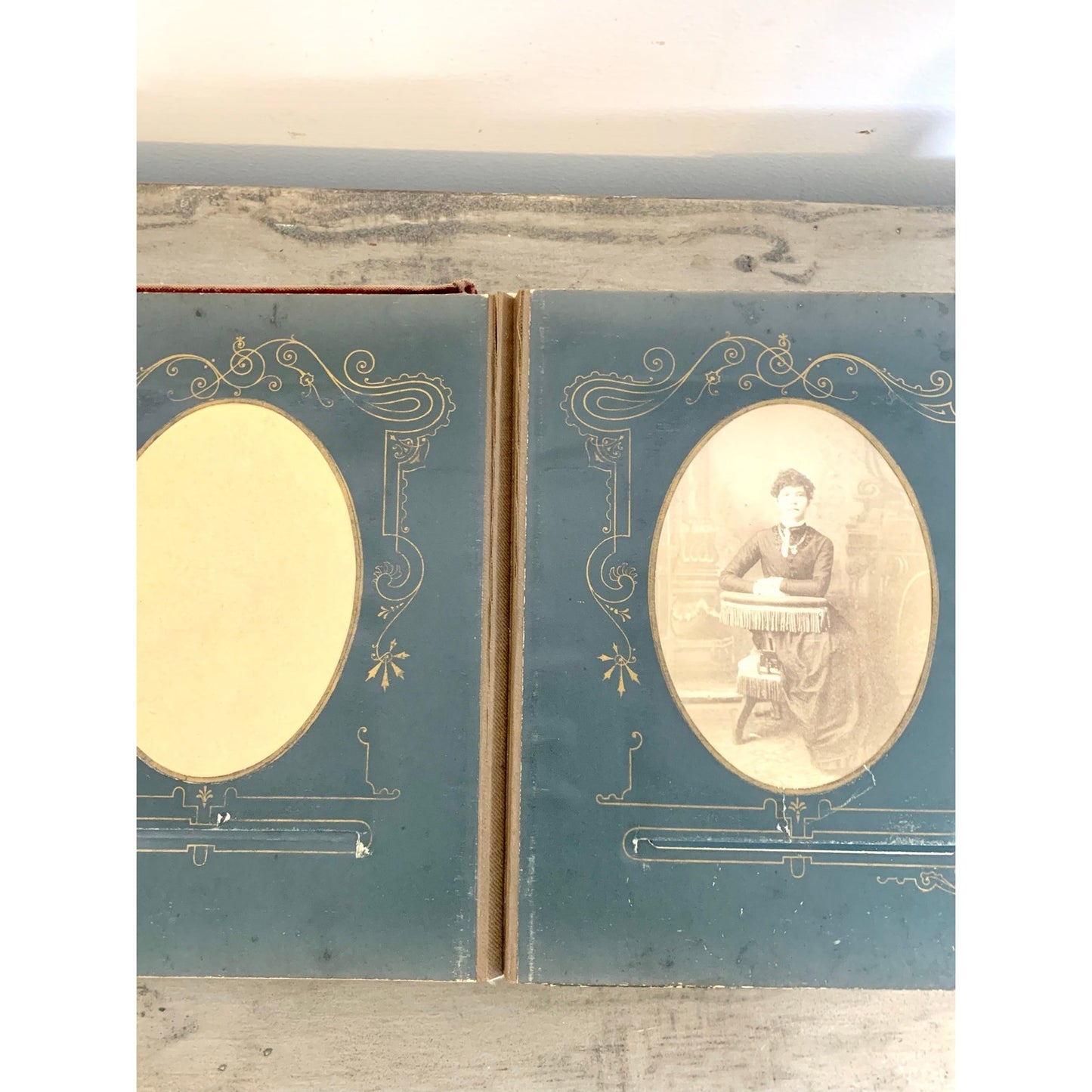 Antique Victorian Photo Album with 1800s Portraits Photography Ephemera Book