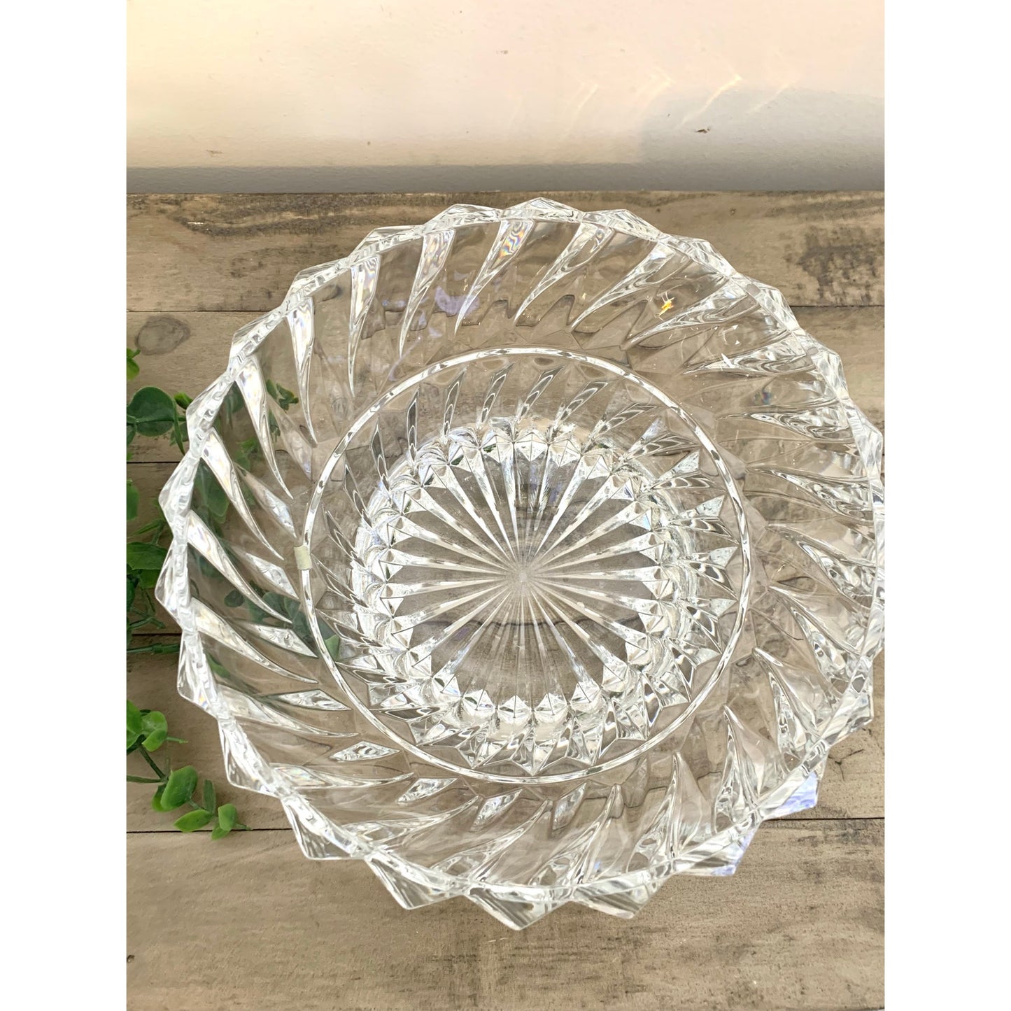 Vintage Mikasa Ranier Cut Crystal Bowl Starburst Base Lead Crystal Centerpiece Vase