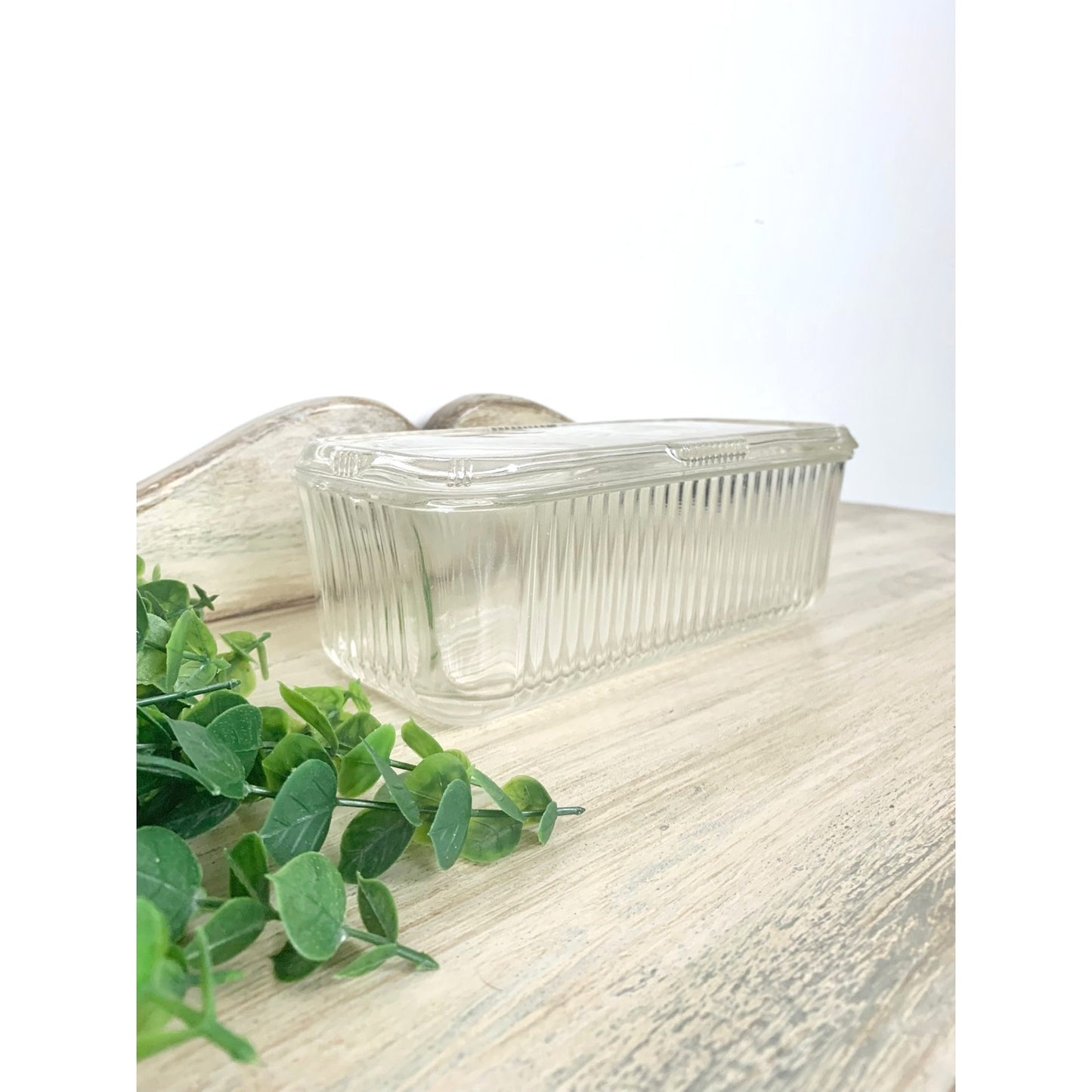 Vintage Federal Glass Refrigerator Dish Lidded Glass Storage Container Retro Vegetable Dish