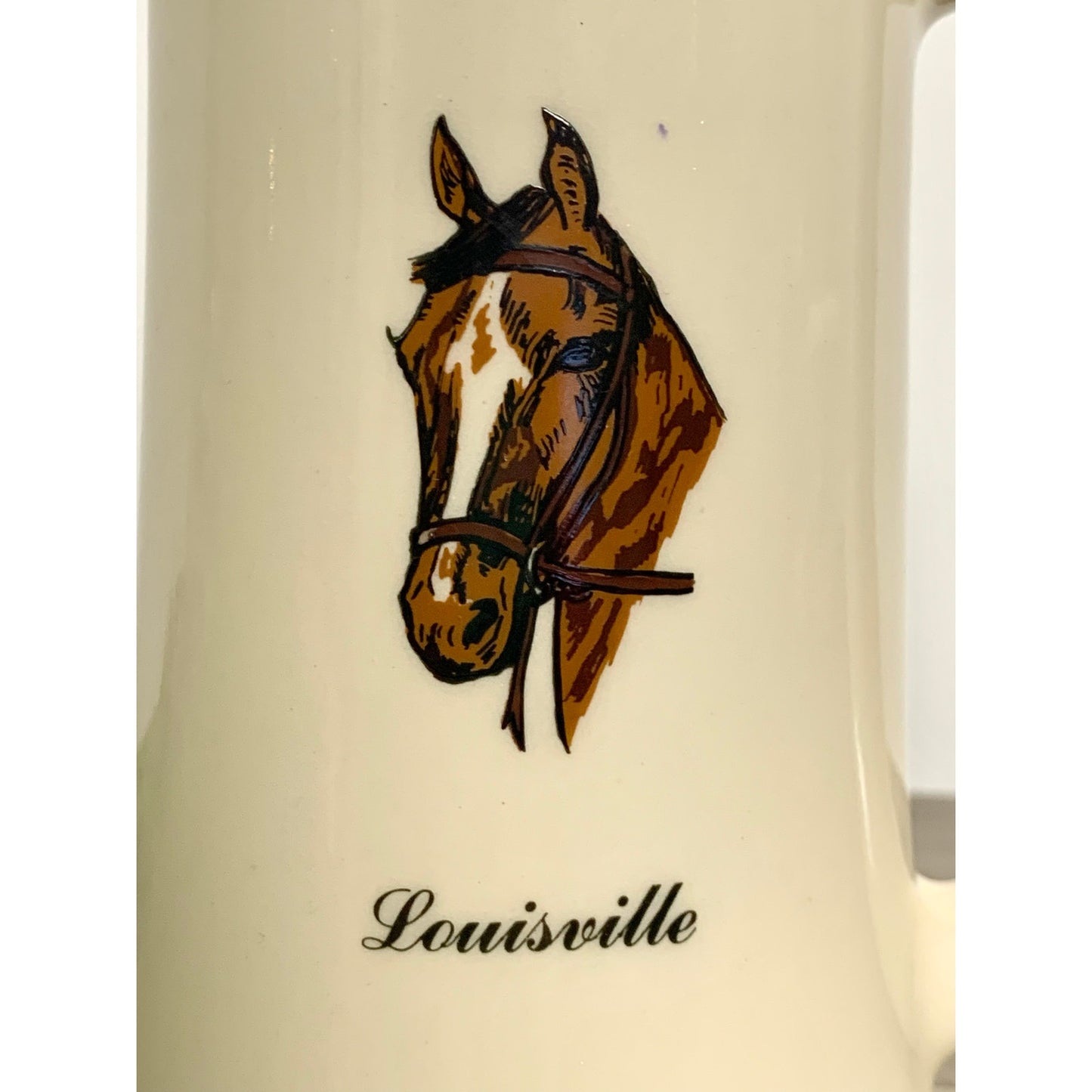 Vintage Louisville Horse Mug Stein Vase Equestrian Souvenir Ceramic USA Derby