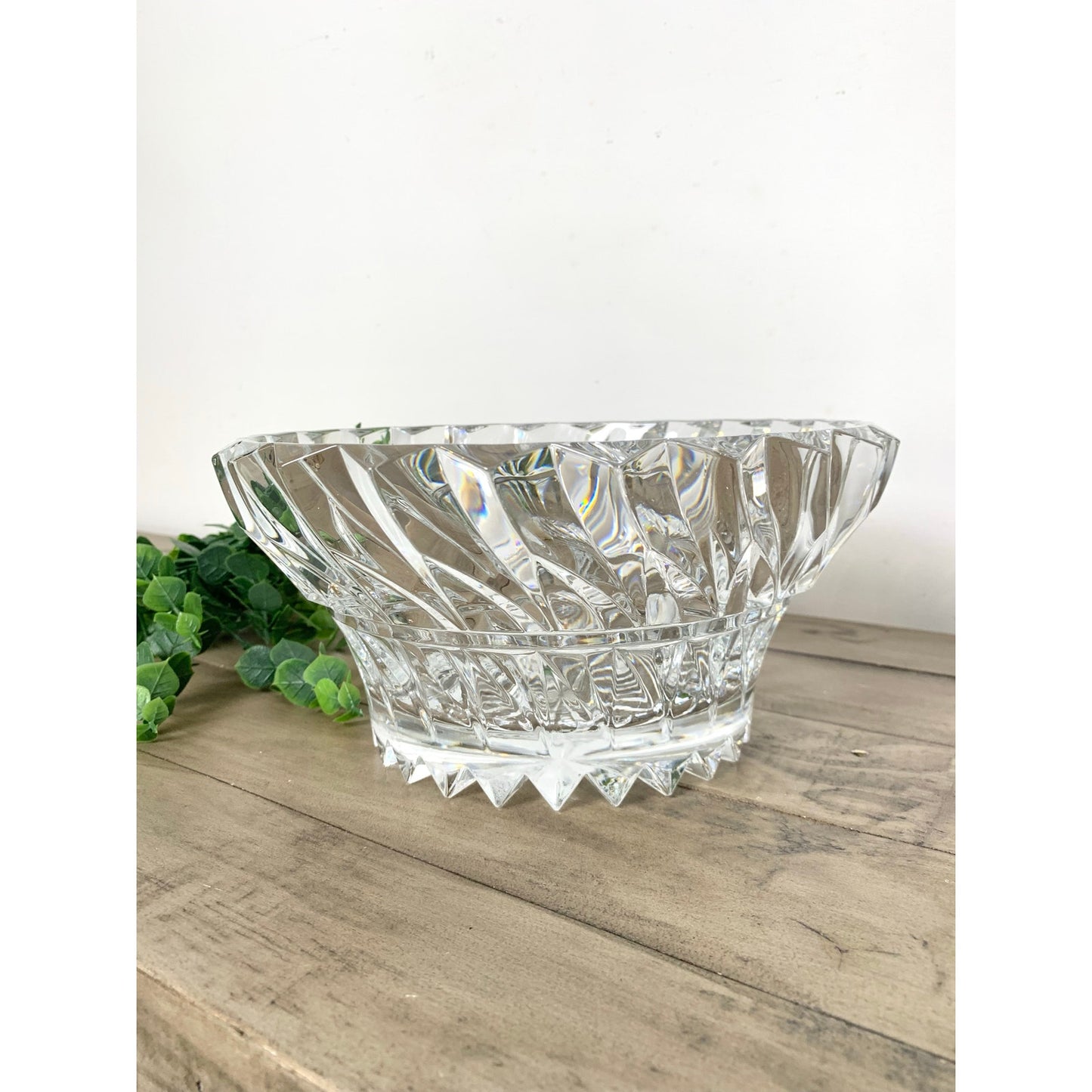 Vintage Mikasa Ranier Cut Crystal Bowl Starburst Base Lead Crystal Centerpiece Vase