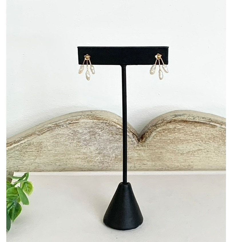 Vintage 14K Gold Filled Freshwater Pearl Drop Earrings Post Back Dainty Gold Jewelry
