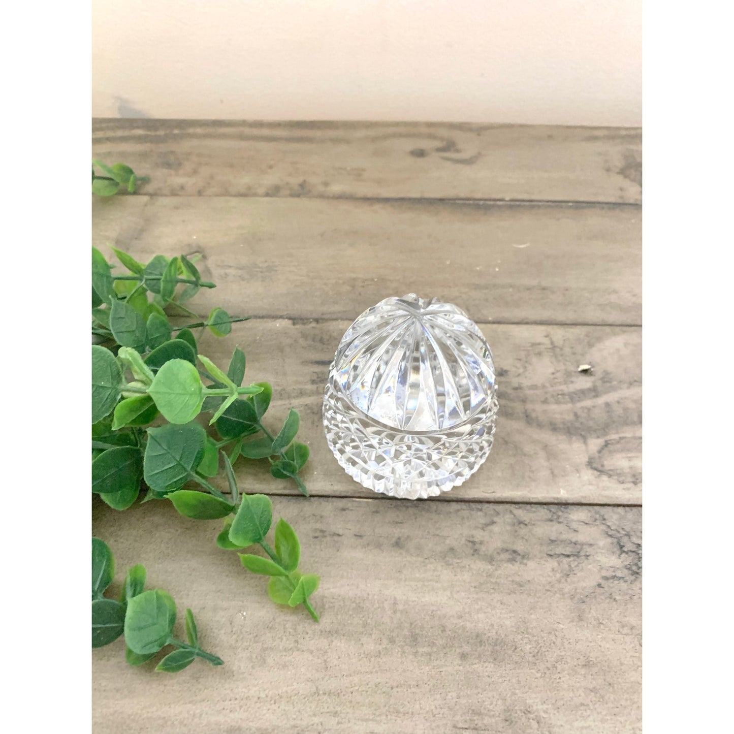 Vintage Cut Crystal Glass Dome Paperweight – Diamond Cut Clear Glass Sparkling Accent