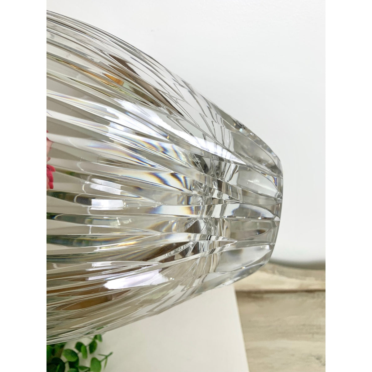 Vintage Josair Yugoslavia Lead Crystal Bowl Large Cut Glass Centerpiece Elegant