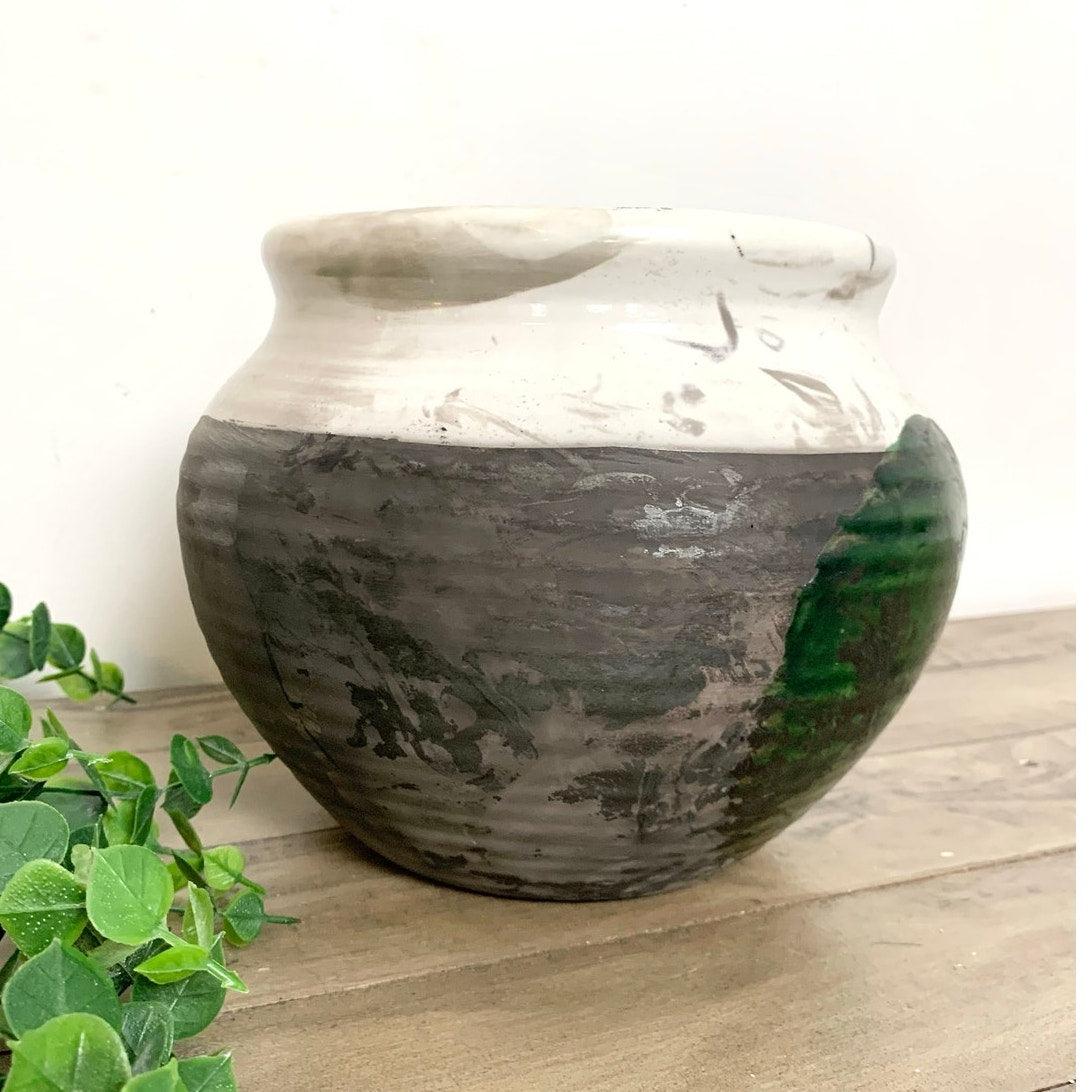 Vintage Mid Century Studio Art Pottery Vase Bowl Pot Green Glaze