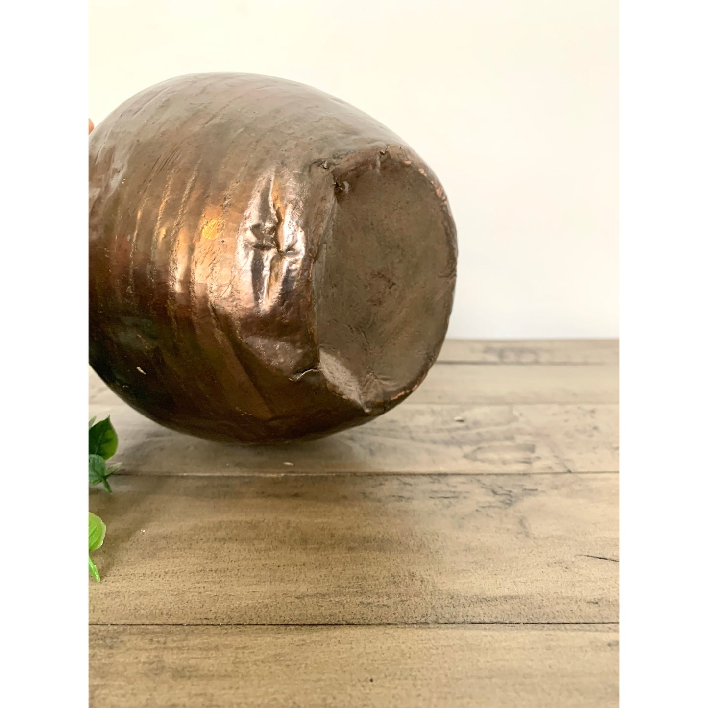 Antique Hand Hammered Copper Pitcher Rustic Farmhouse Patina Primitive Vase Jug