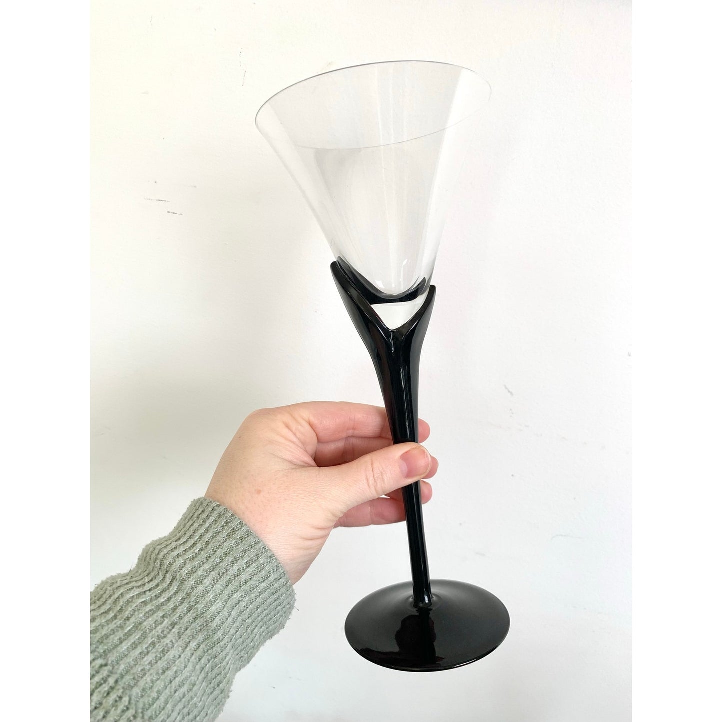 Vintage Mikasa Vogue Onyx Martini Glasses Set of 3 Black Stem Cocktail Glasses Barware Elegant